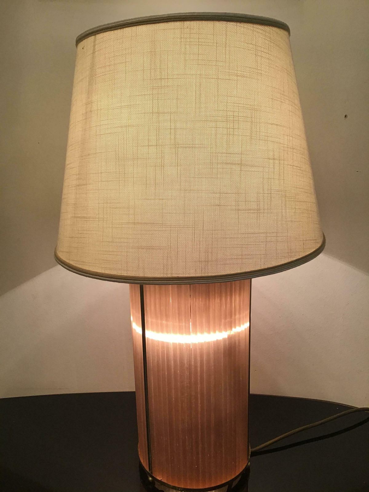 Venini Table Lamp Brass Murano Glass Fabric Lampshade 1960 Italy photo 1989.0