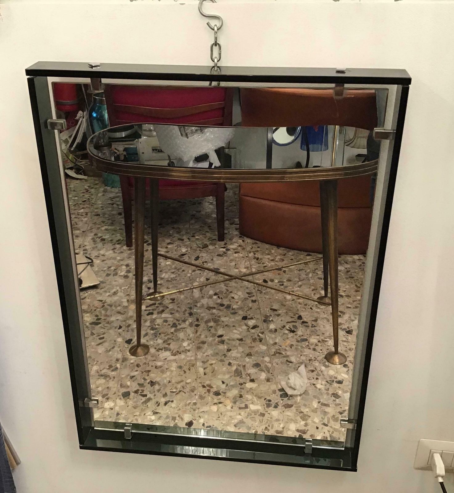 photo furniture Fontana Arte Mirror “2014” Glass Crome Metal, 1960, Italy