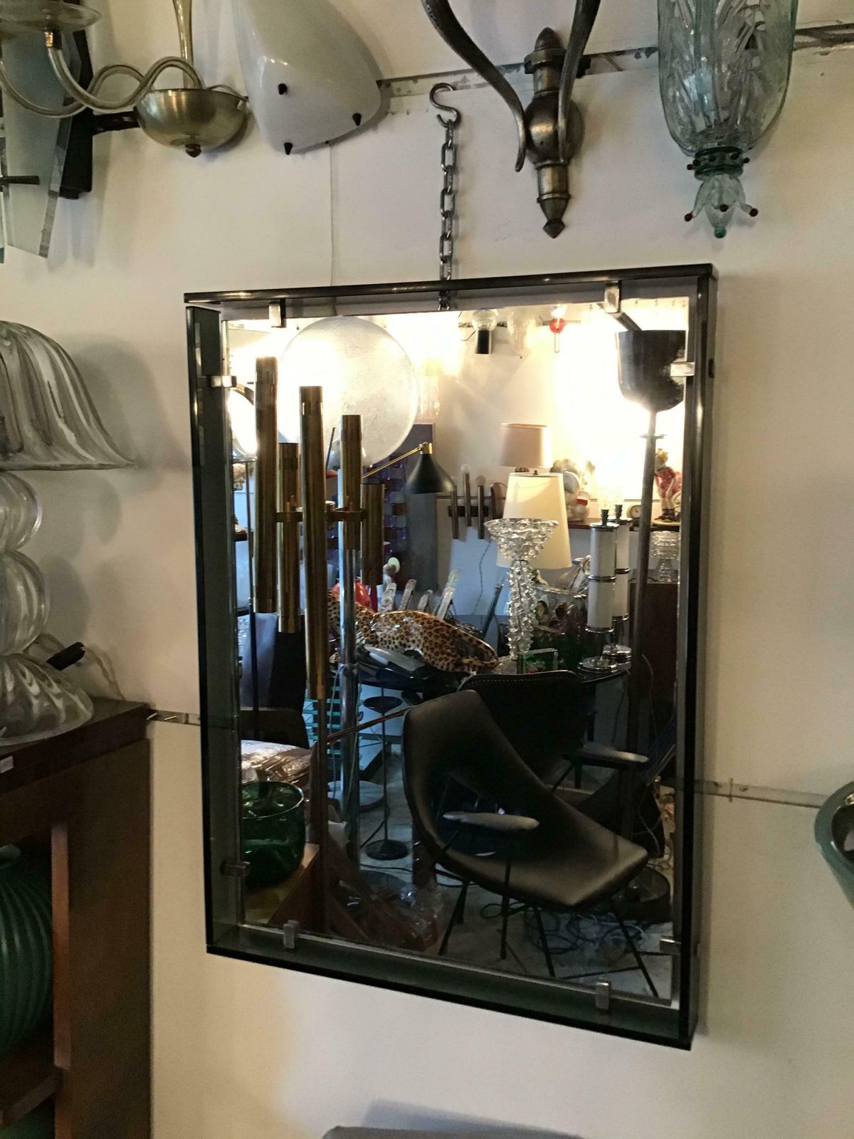 photo for sale Fontana Arte Mirror “2014” Glass Crome Metal, 1960, Italy