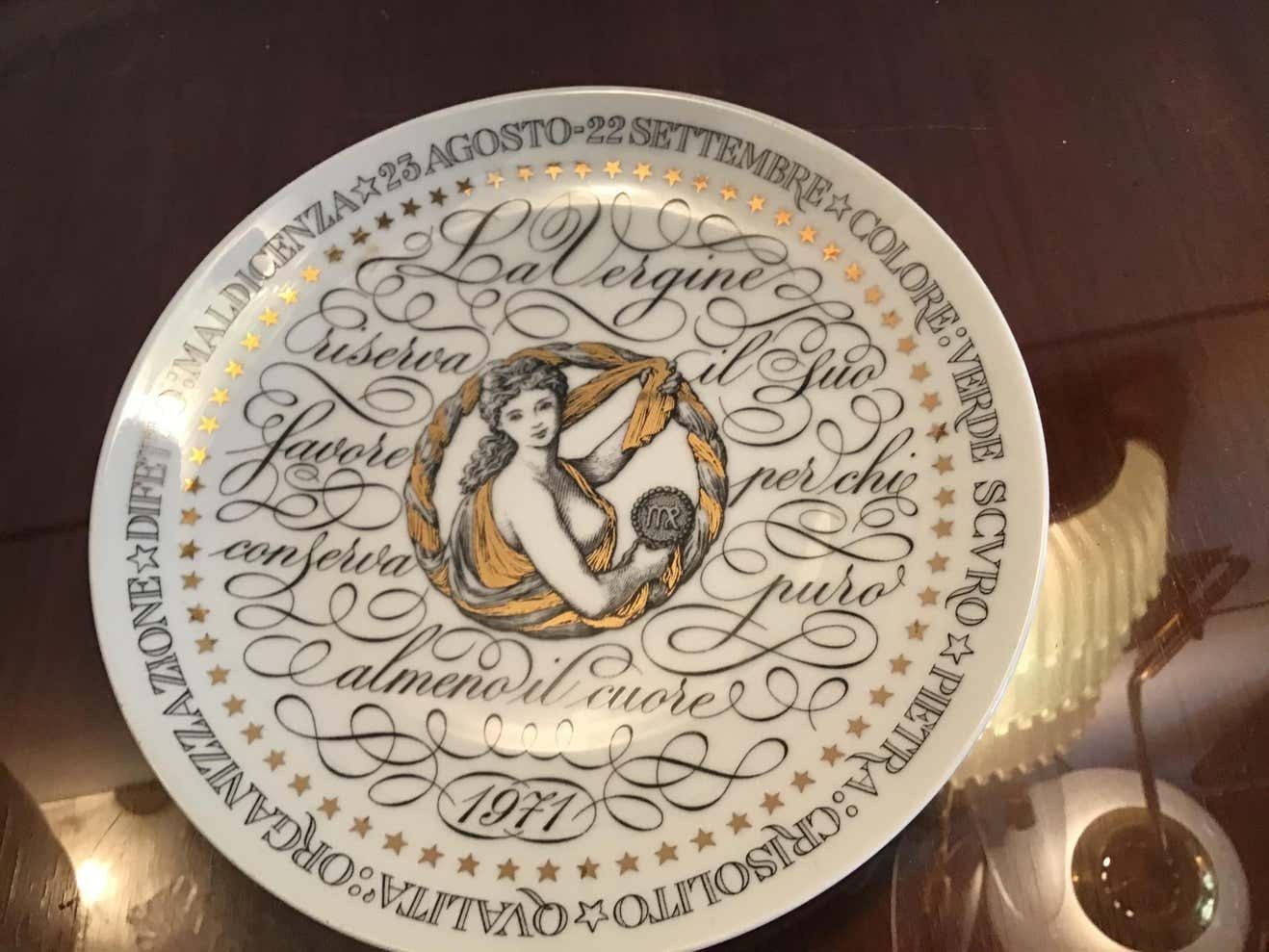 Fornasetti Plate Virgo Zodiac Sign Porcelain 1971 Italy photo Home Decor