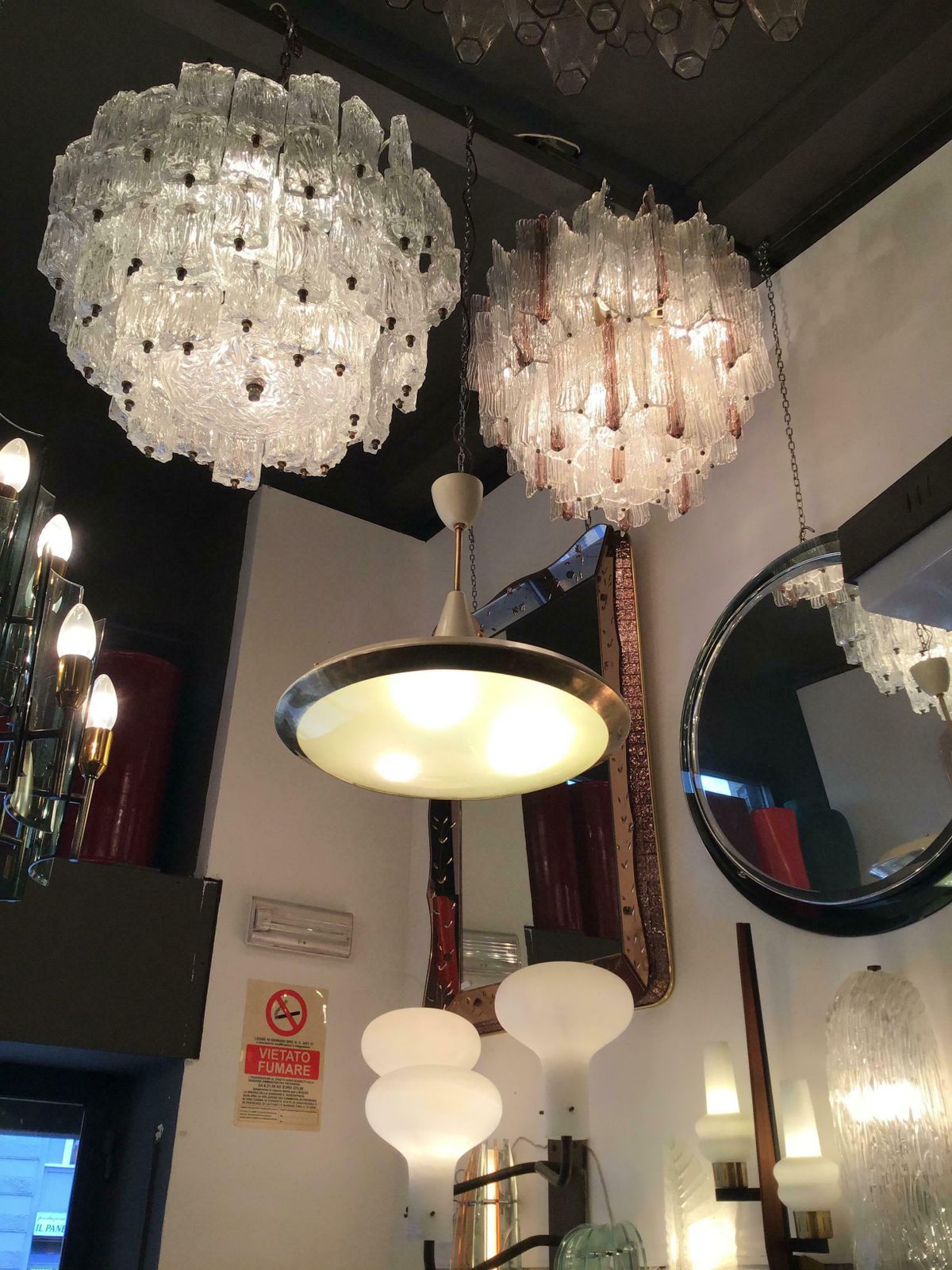 2261.0 Stilnovo Chandelier Disco Volante Glass Brass 1950 Italy photo