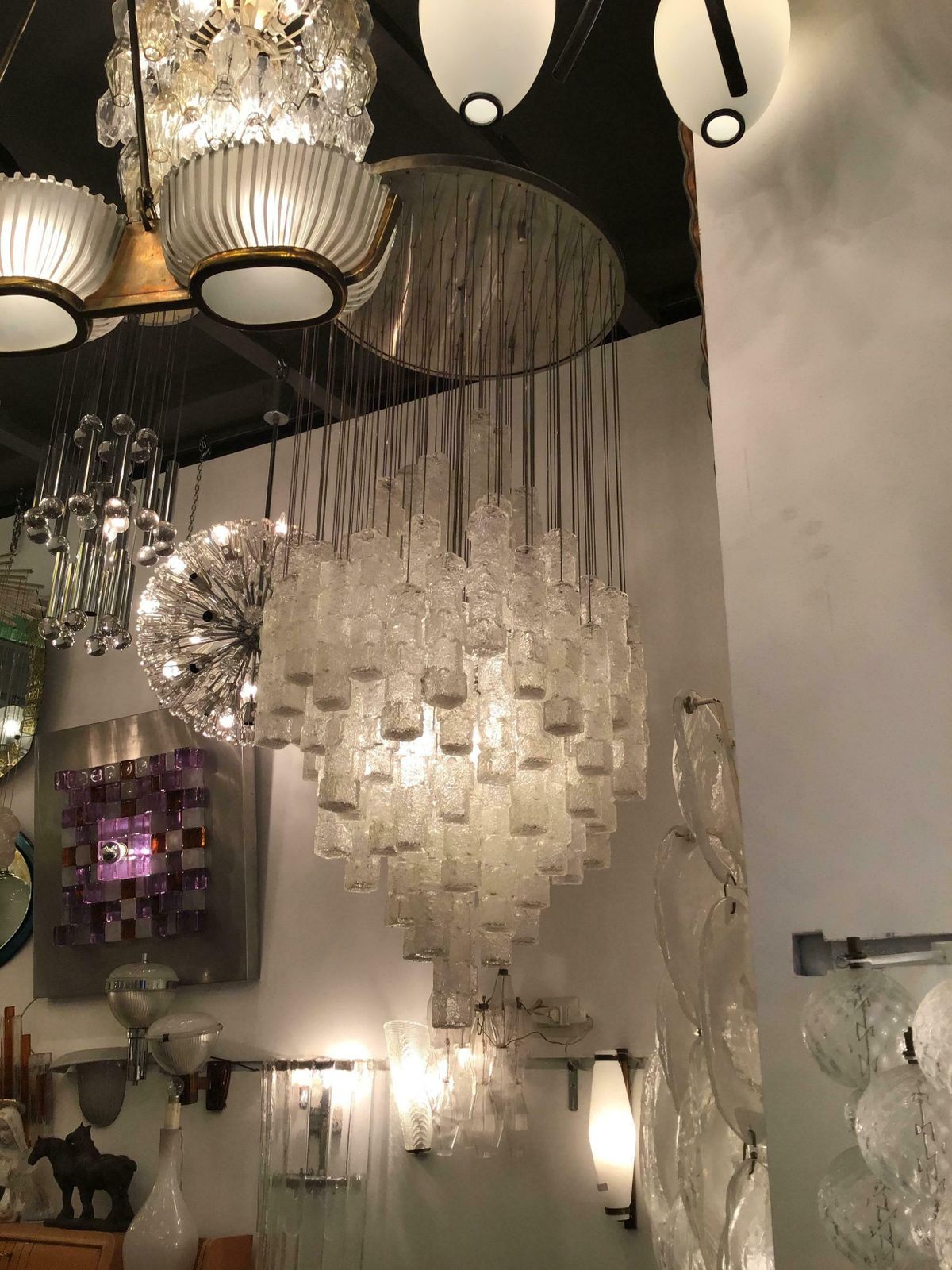 Zero Quattro Chandelier Murano Glass Metal Crome 1970 Italy photo furniture