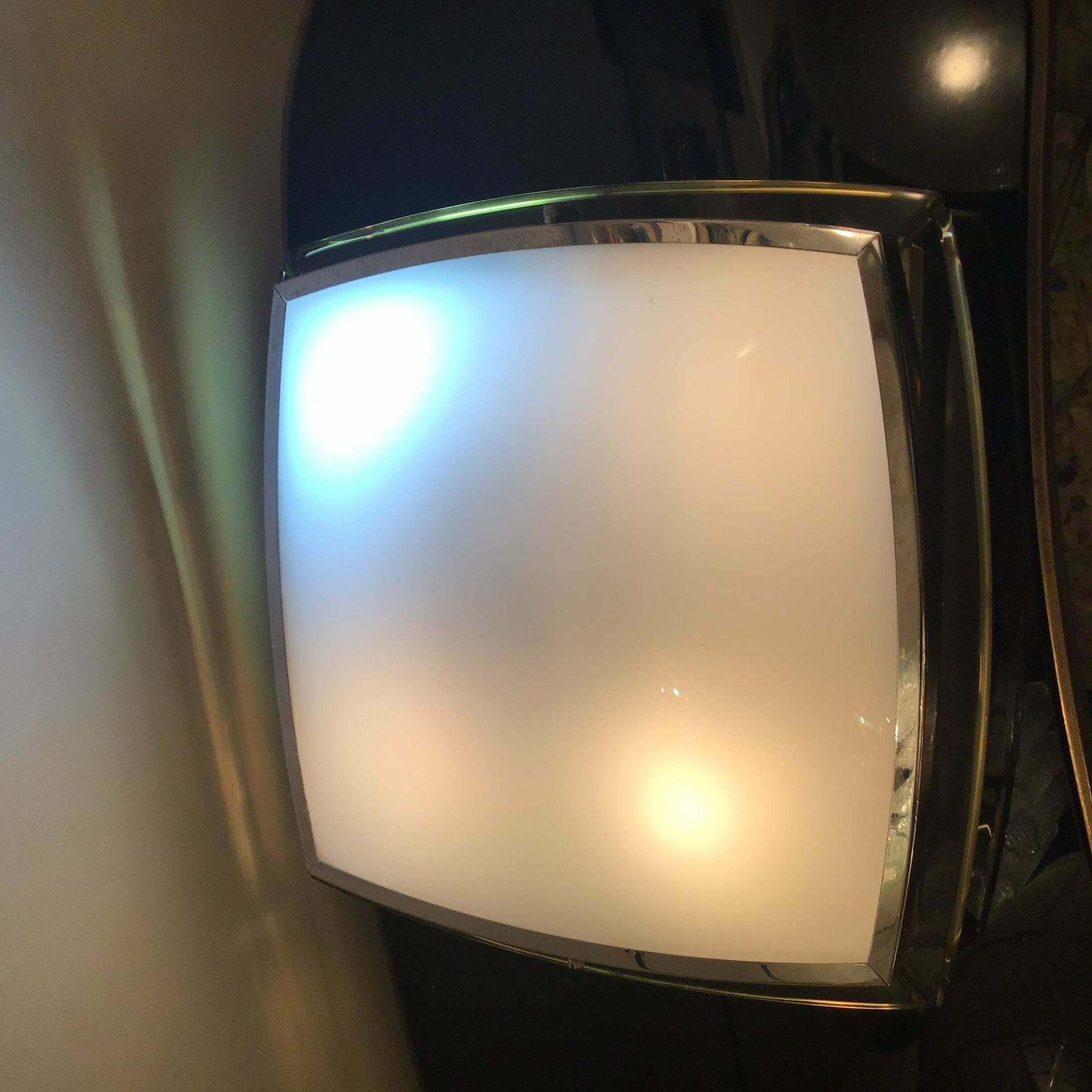 Fontana Arte Ceilling Light Glass Metal Crome 1955 Italy photo Lighting