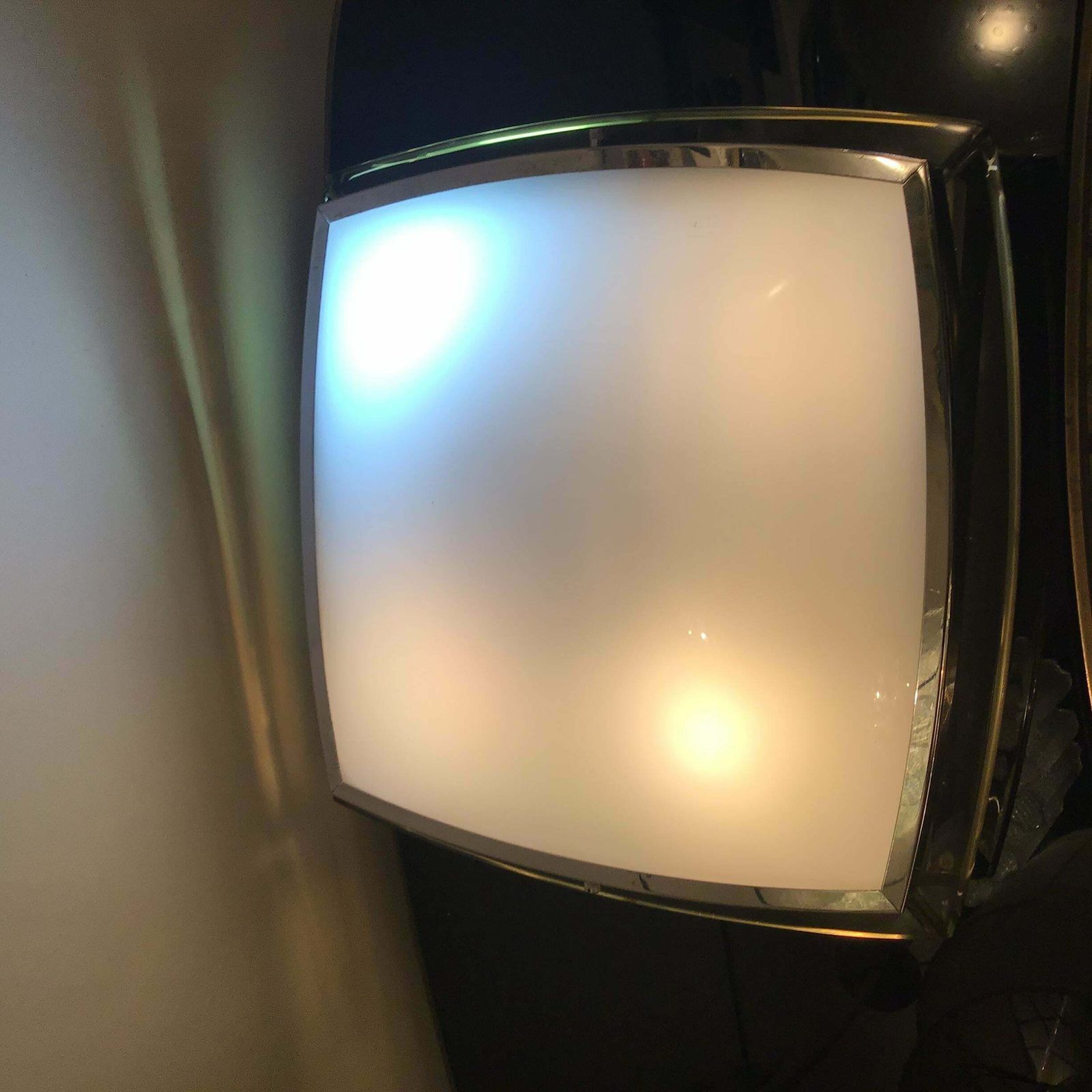 Fontana Arte Ceilling Light Glass Metal Crome 1955 Italy photo vintage