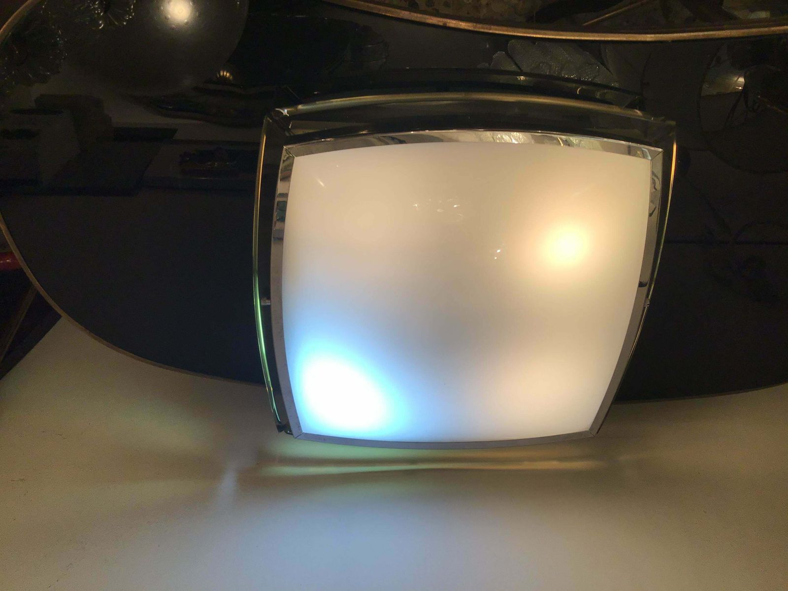 2261.0 Fontana Arte Ceilling Light Glass Metal Crome 1955 Italy photo