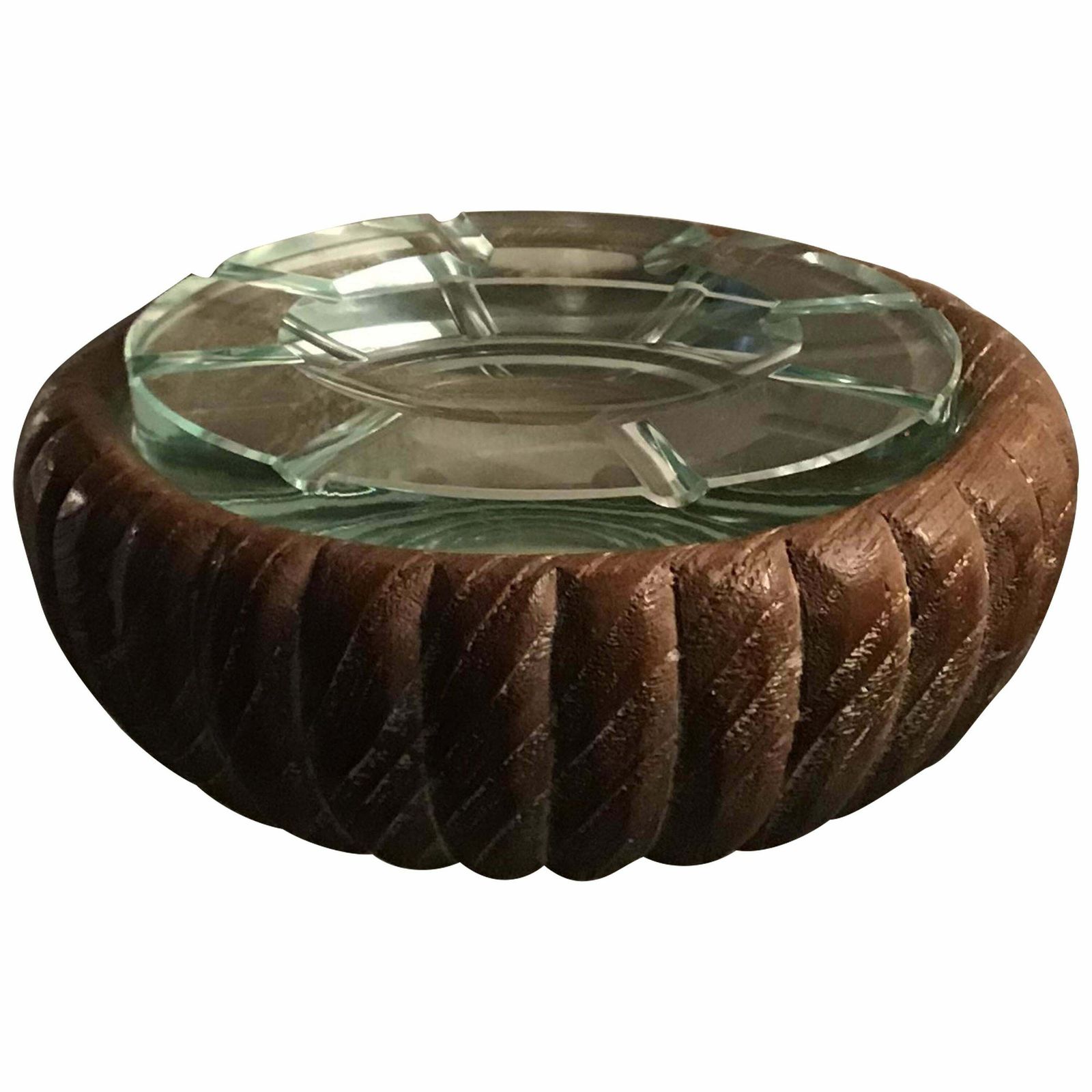 Fontana Arte Box/Empty Pockets/Ashtray Glass Wood, 1950, Italy