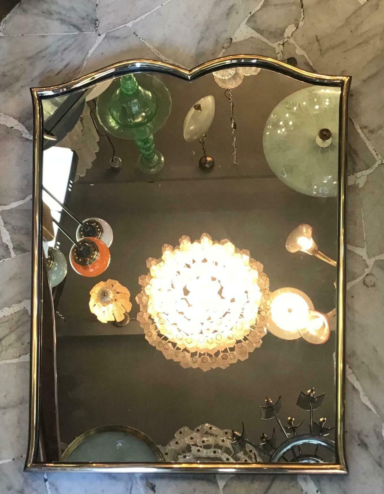 Home Decor Fontana Arte “Gio Ponti” Mirror Brass Wood Mirrored Glass, 1950, Italy photo