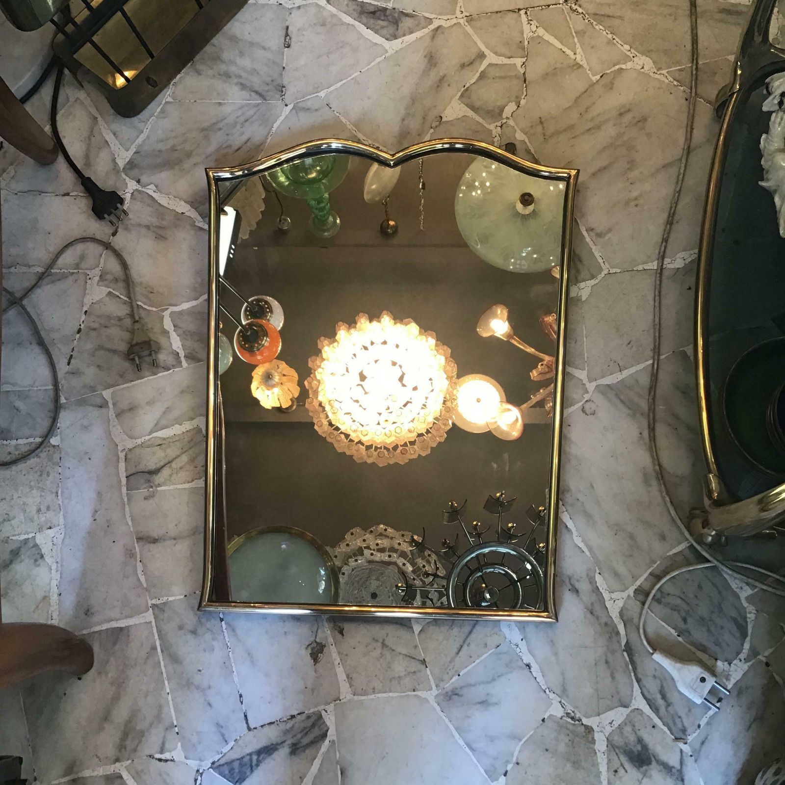 photo vinterior Fontana Arte “Gio Ponti” Mirror Brass Wood Mirrored Glass, 1950, Italy