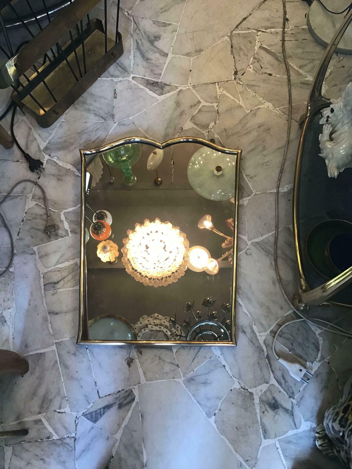 photo vintage Fontana Arte “Gio Ponti” Mirror Brass Wood Mirrored Glass, 1950, Italy