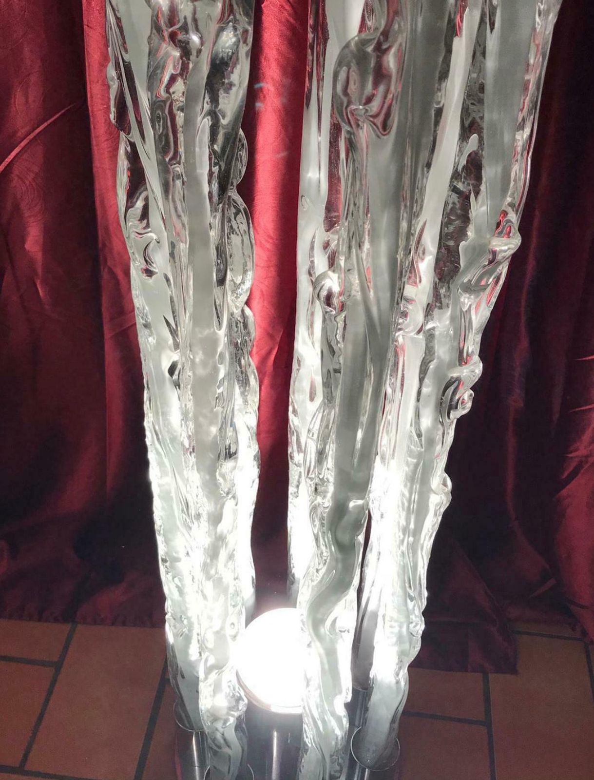 Mazzega Floor Lamp Murano Glass Metal Crome, 1960, Italy photo buy