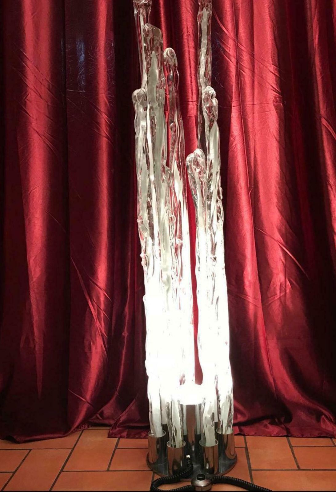 photo furniture Mazzega Floor Lamp Murano Glass Metal Crome, 1960, Italy