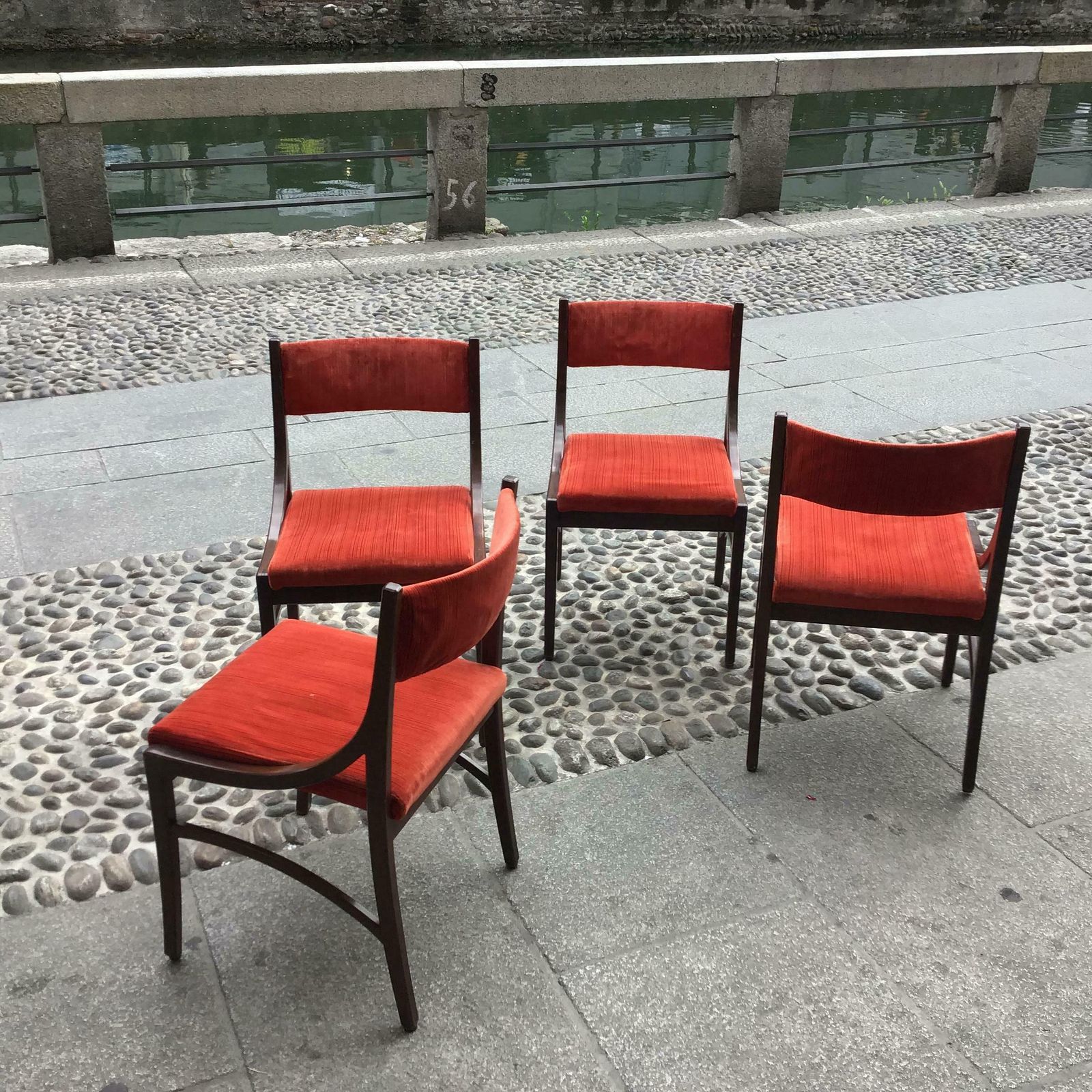 Ico Parisi “Cassina” Chairs Wood Velvet Padded Seat And Back, 1960, Italy photo furniture