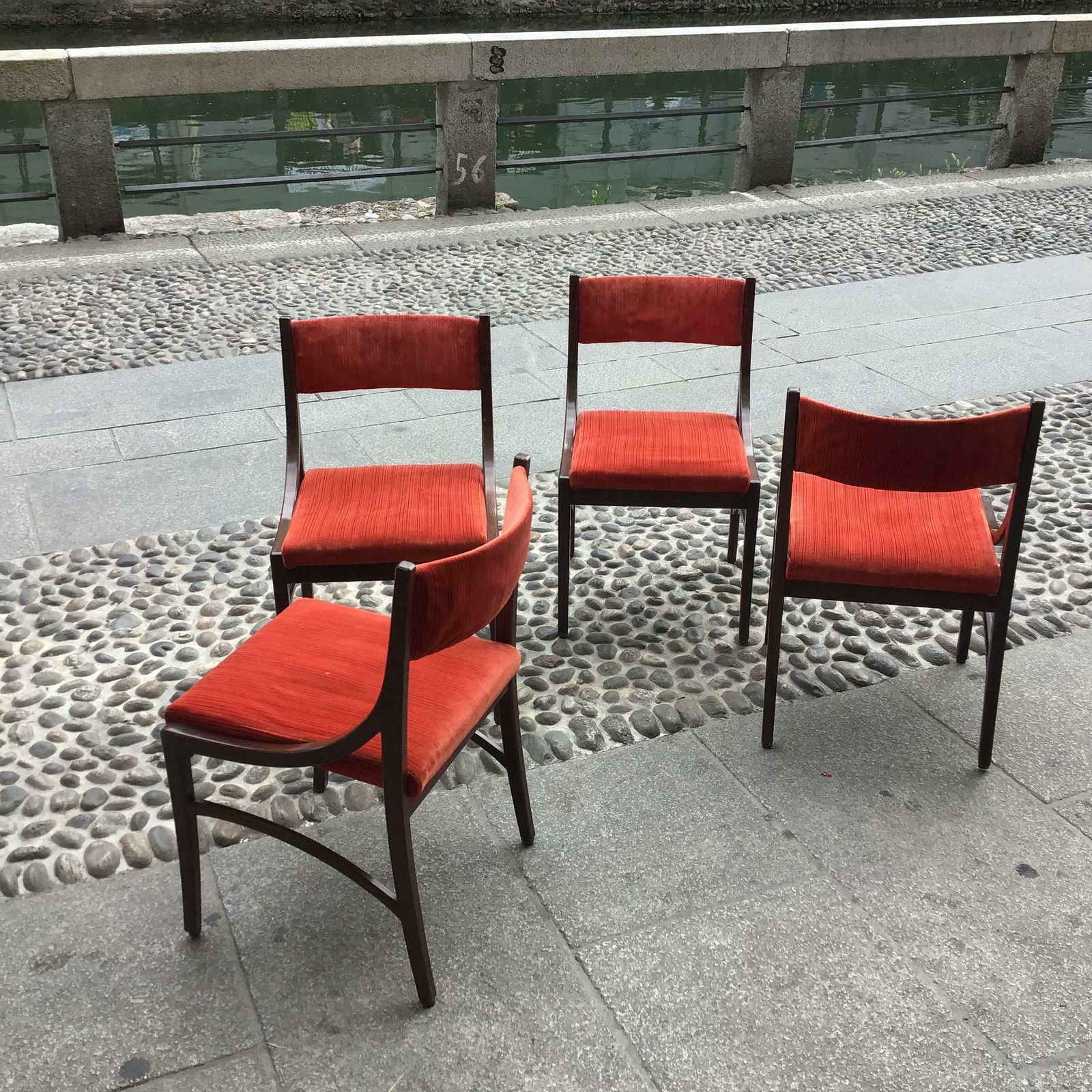 Ico Parisi “Cassina” Chairs Wood Velvet Padded Seat And Back, 1960, Italy photo 3616.0