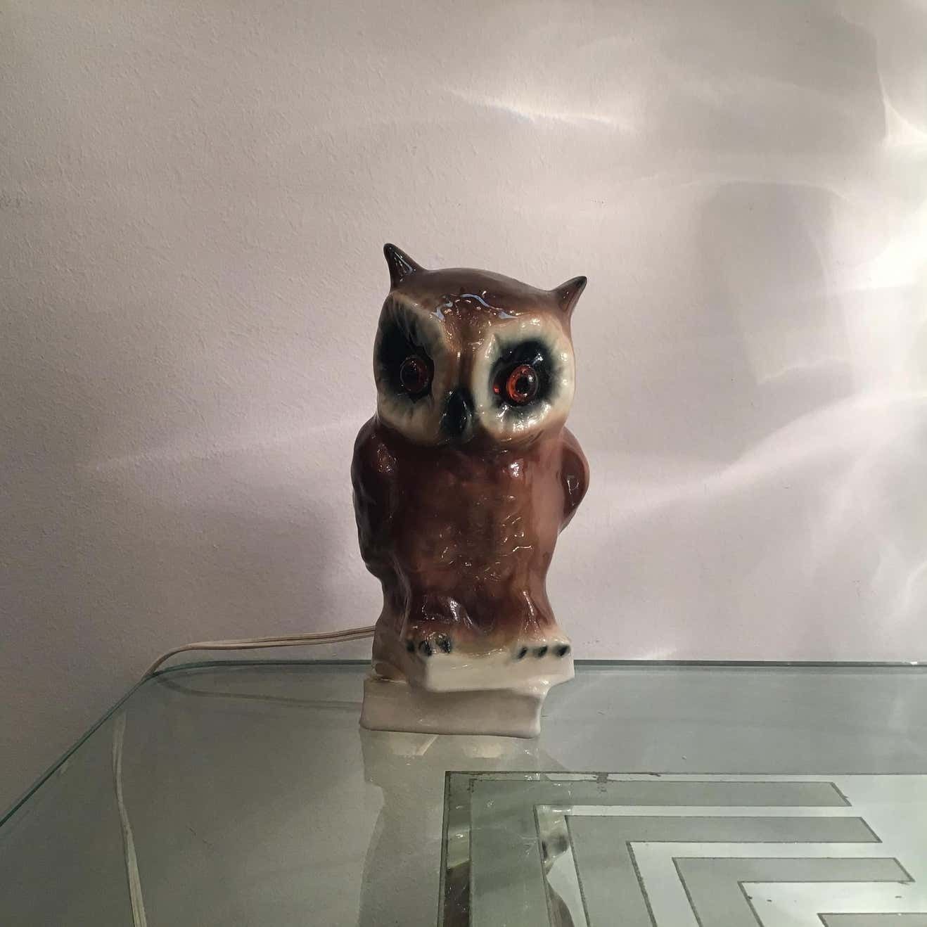 Veilleuse “Capodimonte “ Owl 1950 Italy photo buy