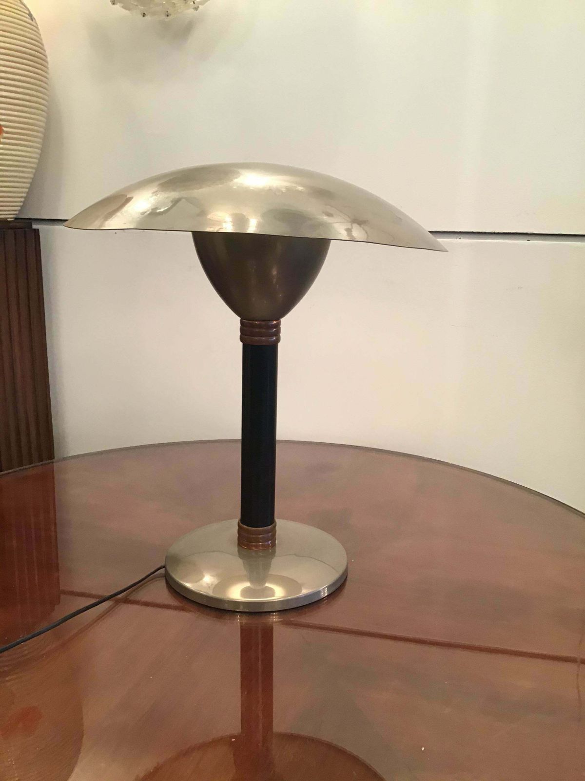 Lighting Stilnovo Style Table Lamp Chromed Metal And Copper 1960 Italy photo