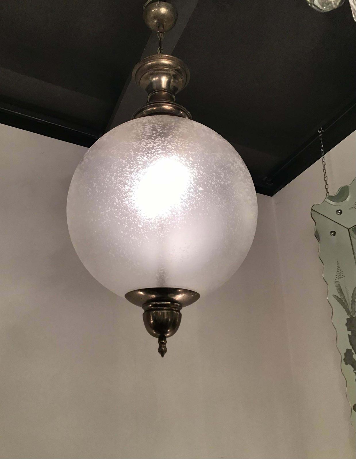 Azucena Luigi Caccia Dominioni Chandelier Glass Burnished Metal 1950 Italy photo vintage
