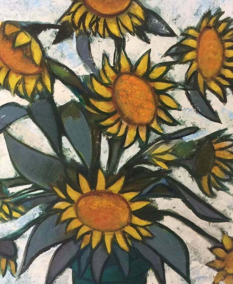 Laimdots Murnieks Sunflowers.  Oil On Canvas. photo Art