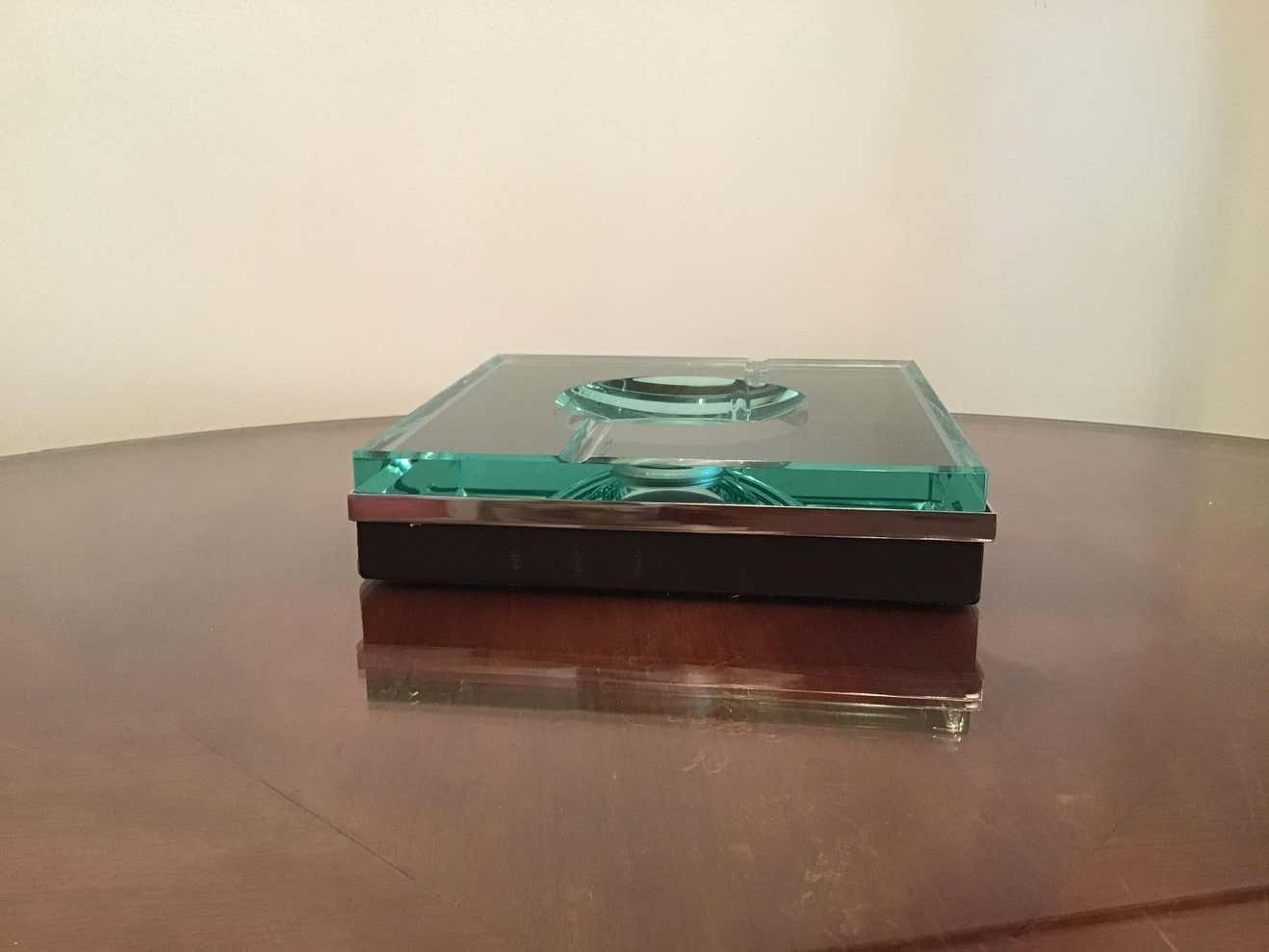 photo furniture Fontana Arte Ashtray Glass Metal Crome, 1960, Italy