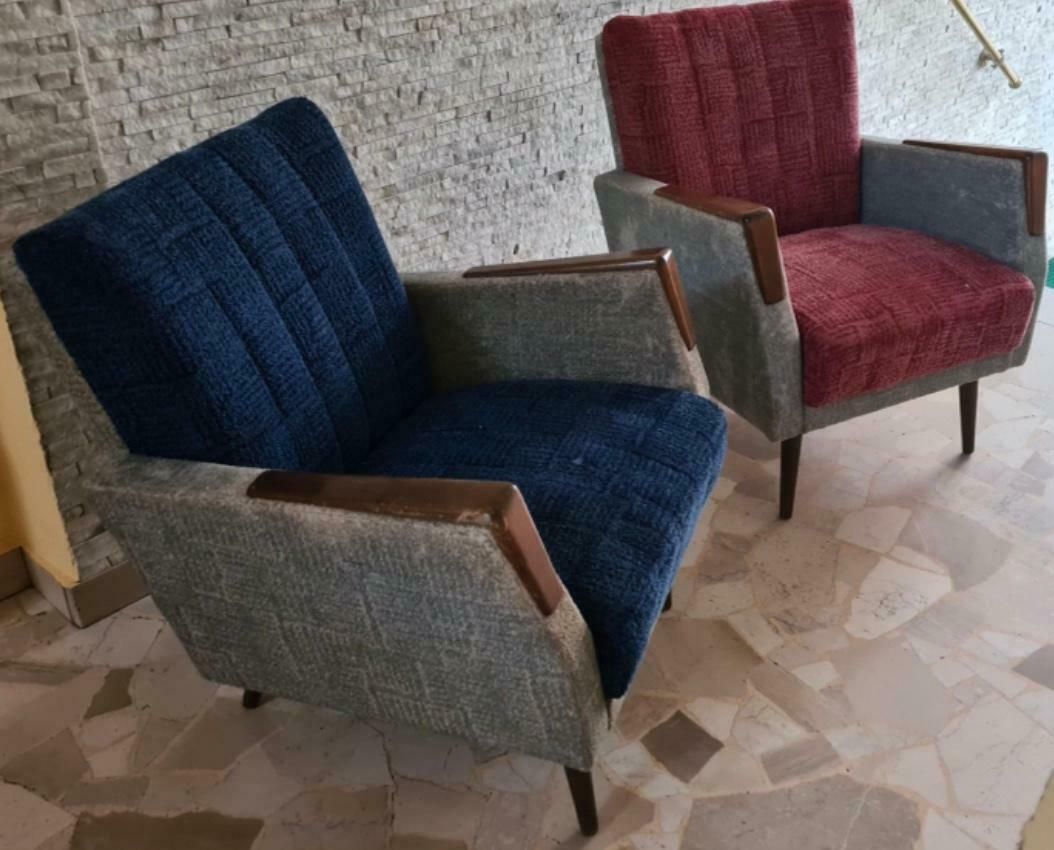 Gio Ponti “Stile” Armchairs Couples Wood Stuffing Cloth, 1950, Italy photo 7233.0