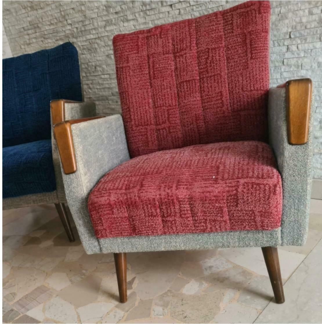 Gio Ponti “Stile” Armchairs Couples Wood Stuffing Cloth, 1950, Italy photo vinterior