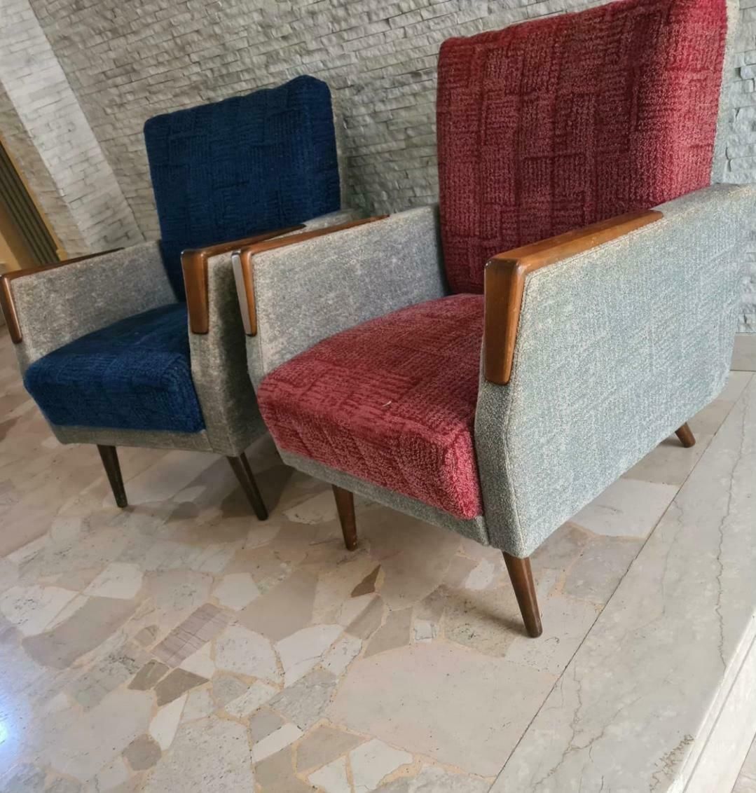 photo vinterior Gio Ponti “Stile” Armchairs Couples Wood Stuffing Cloth, 1950, Italy