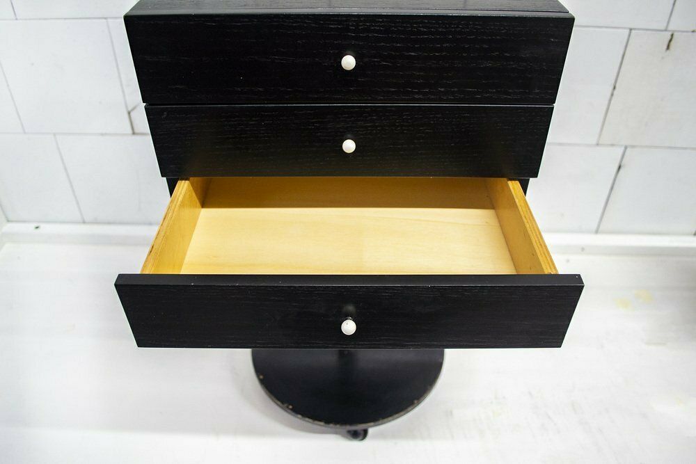 Bedside Table In Wood And Painted Iron With Marble Details, 80s photo Furniture