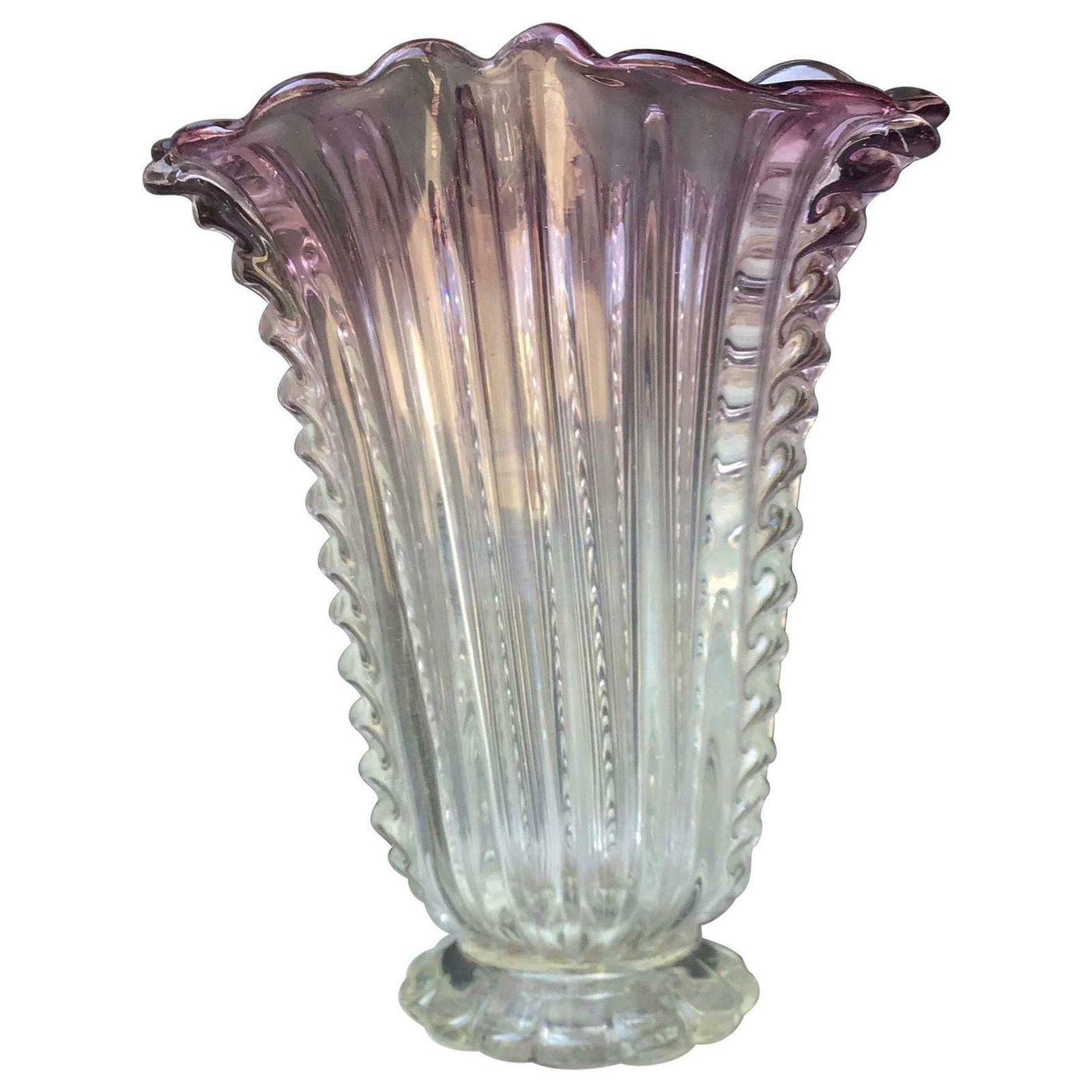 Barovier E Toso Vase Murano Glass 1940 Italy