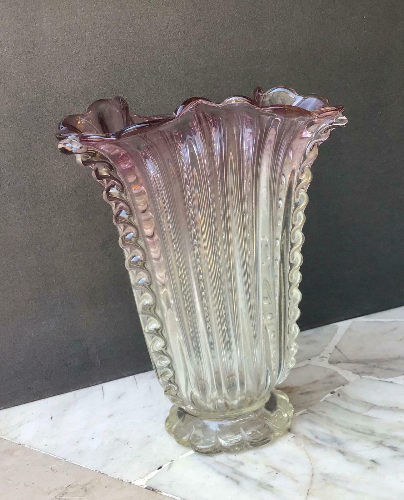 photo furniture Barovier E Toso Vase Murano Glass 1940 Italy