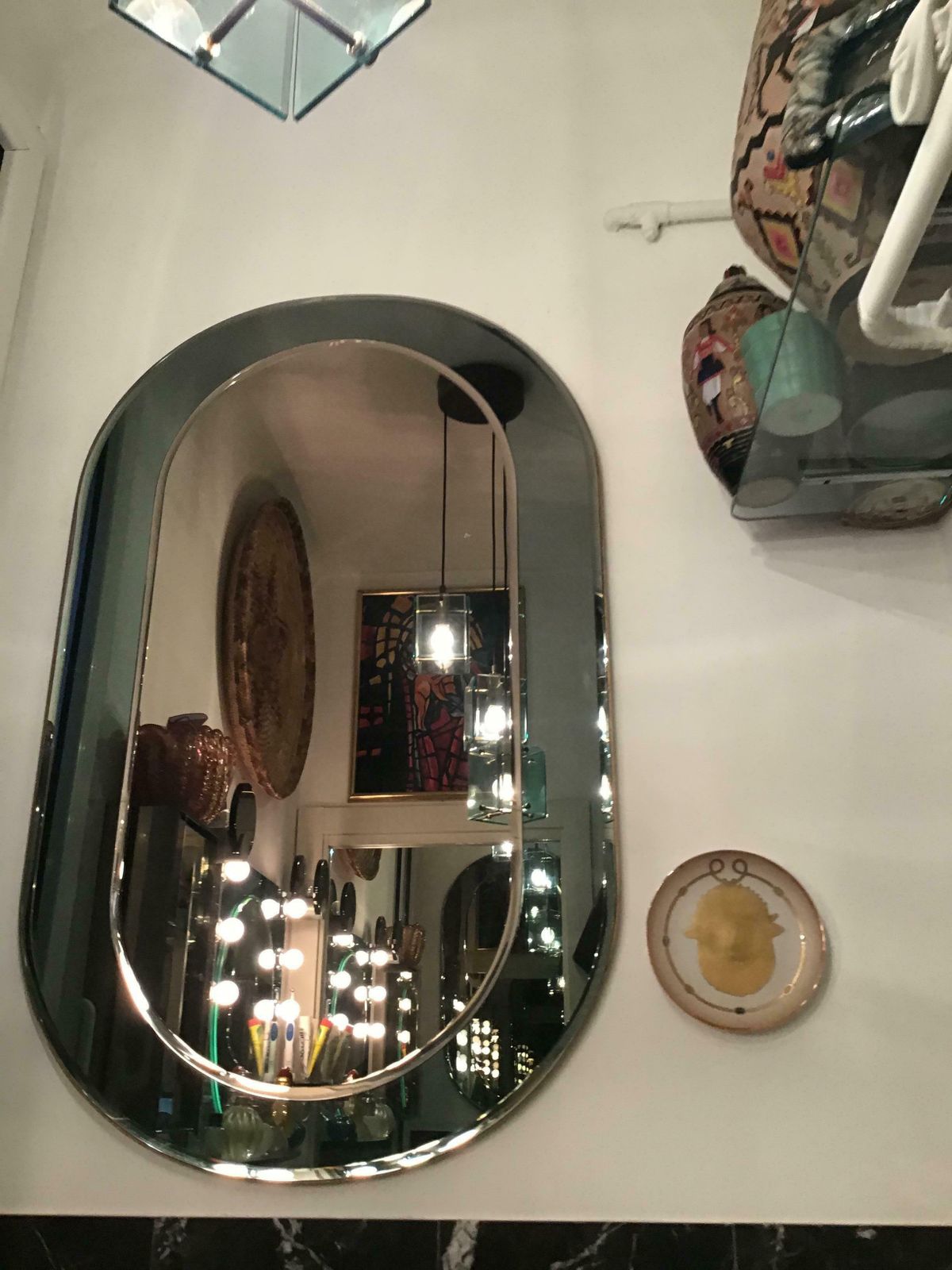 Cristal Arte Mirror Glass Wood, 1955, Italy photo vintage