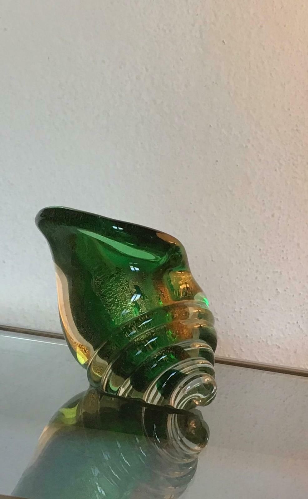 Seguso Seashell Murano Glass Gold Leaf Inclusions, 1950, Italy photo for sale