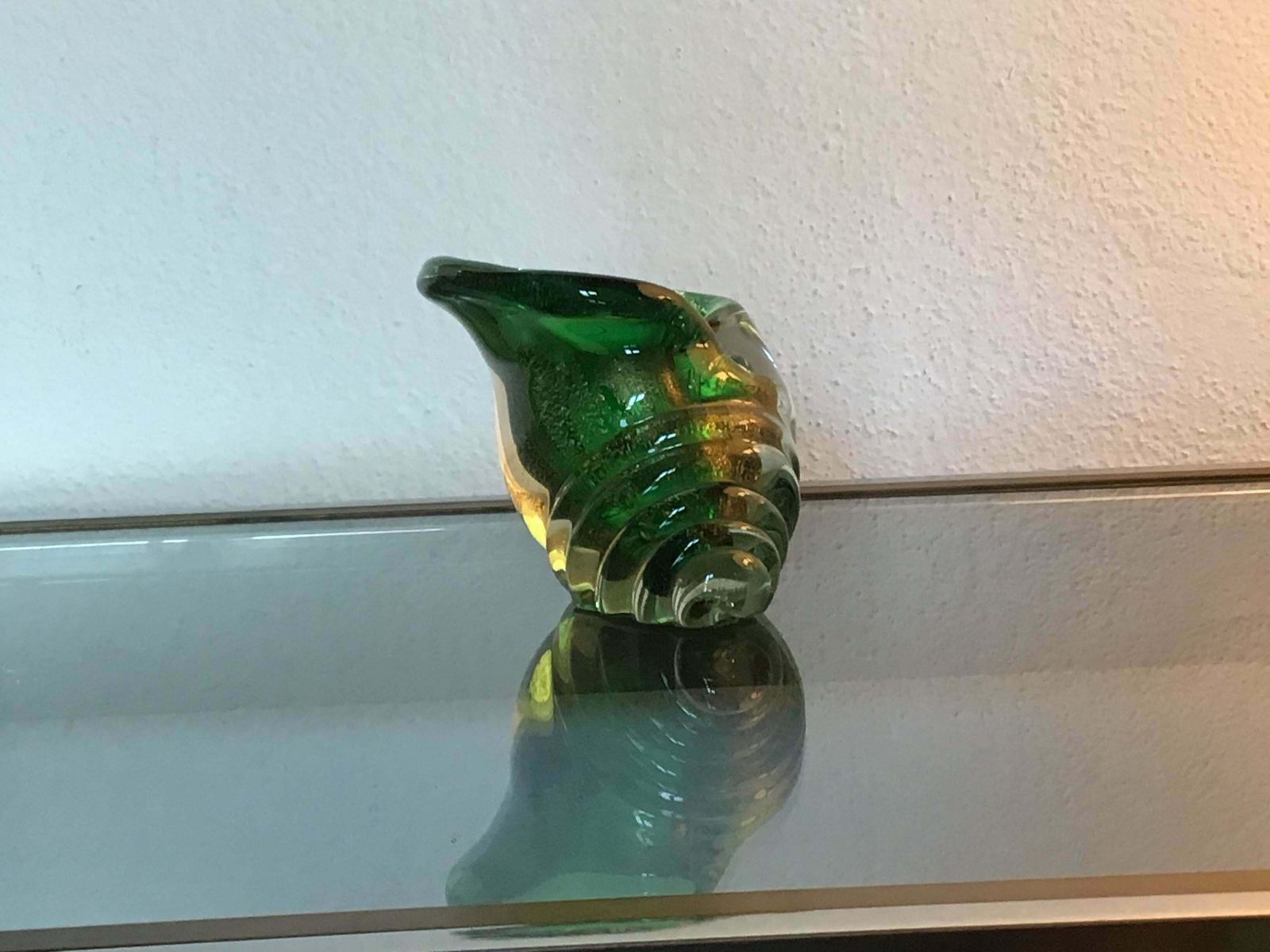 Seguso Seashell Murano Glass Gold Leaf Inclusions, 1950, Italy photo vintage
