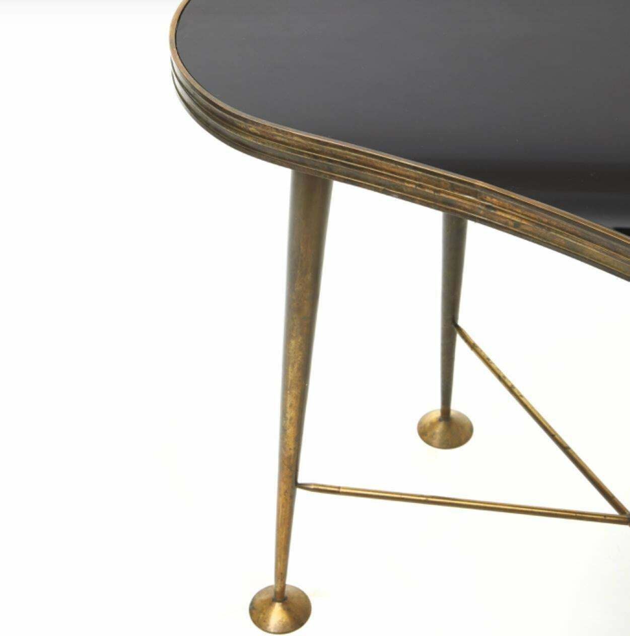 Cristal Art Consolle Brass Opaline Glass 1950 Italy photo Furniture
