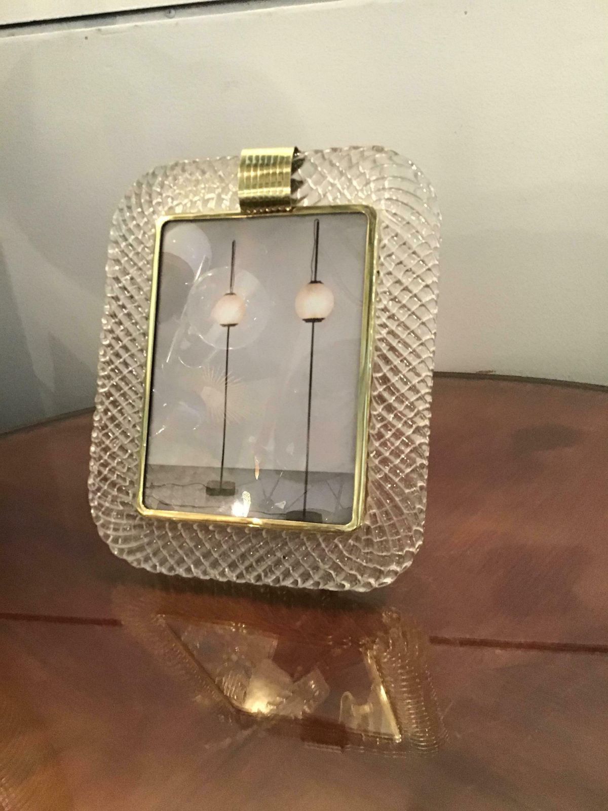 Barovier E Toso Portafoto Murano Glass Brass, 1940, Italy photo for sale