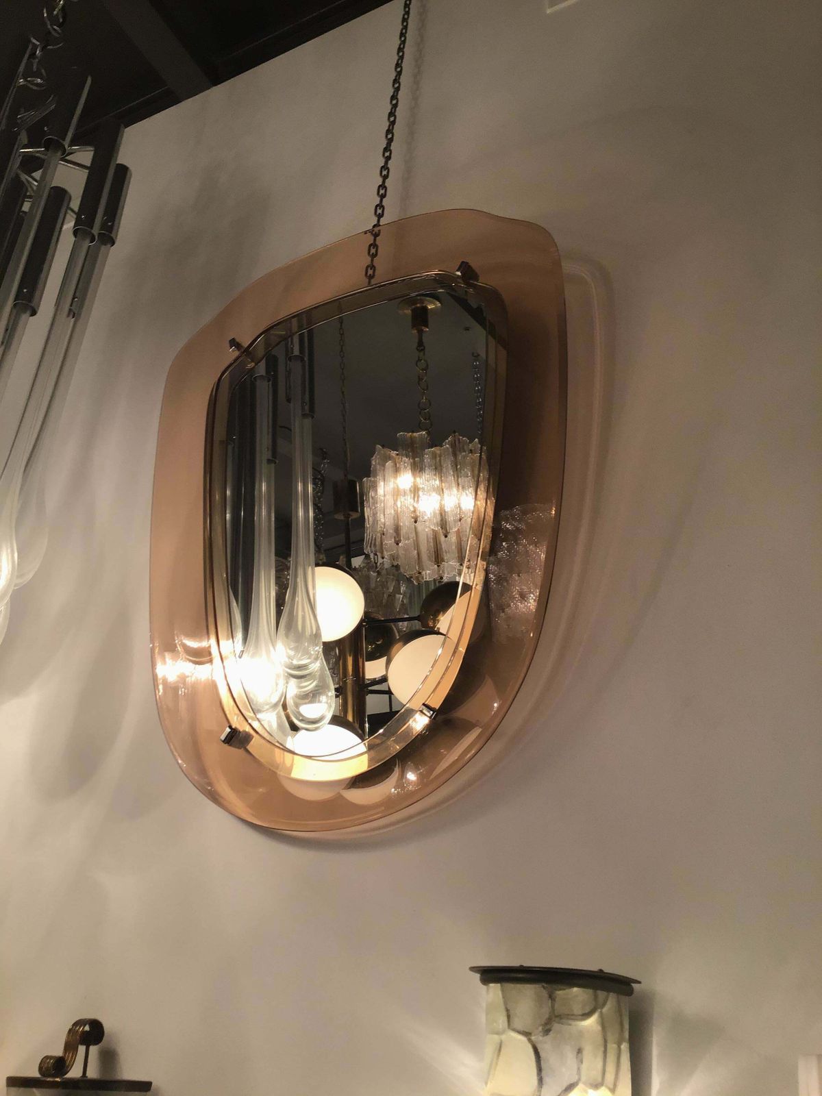Cristal Art Mirror Glass Metal Crome 1955 Italy photo vinterior