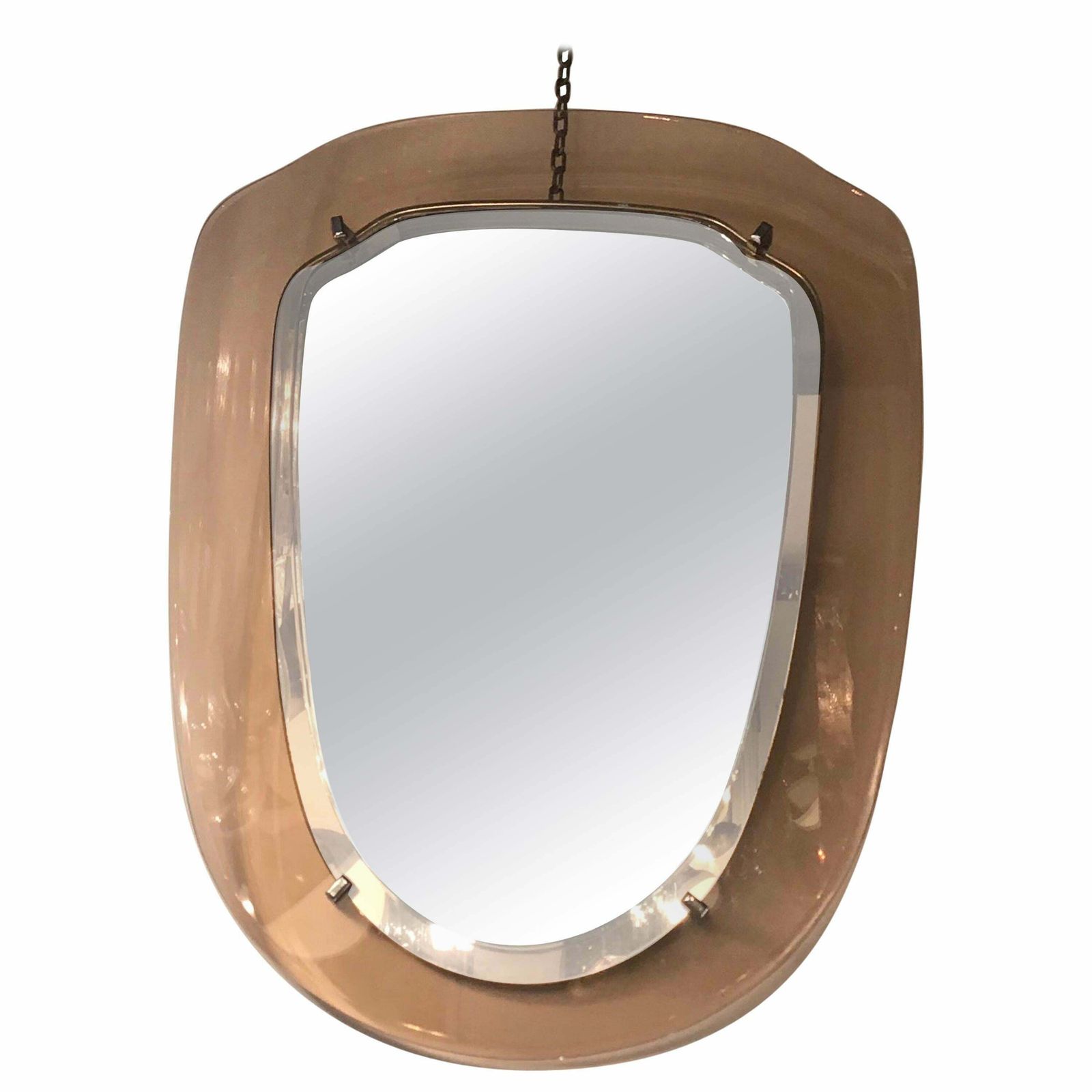 photo vinterior Cristal Art Mirror Glass Metal Crome 1955 Italy