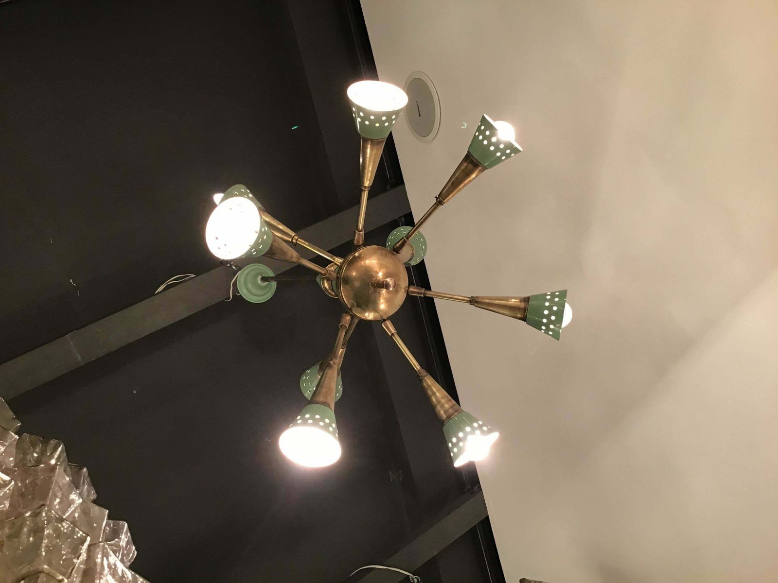 Stilnovo Style Chandelier With 9 Adjustable Lights Brass Metal, 1955, Italy photo buy