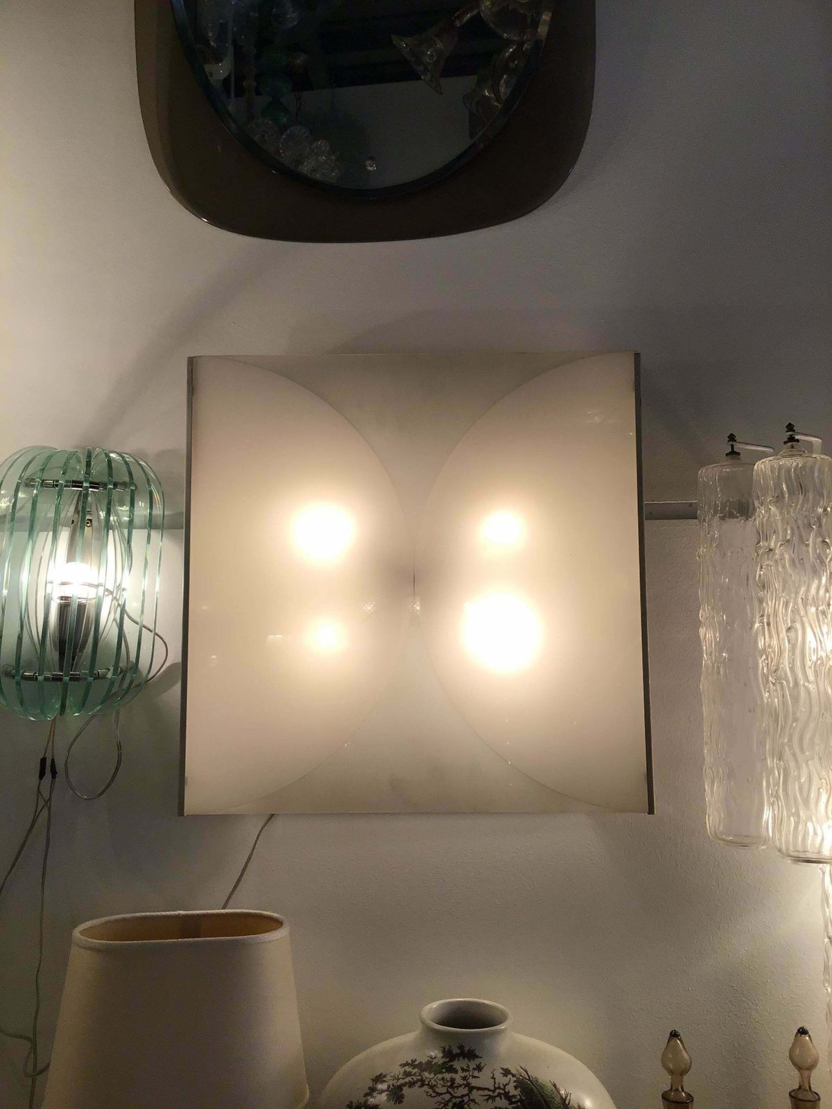 Fontana Arte Bobo Piccoli Sconces Or Ceiling Light Glass Metal, 1970, Italy photo 2260.0