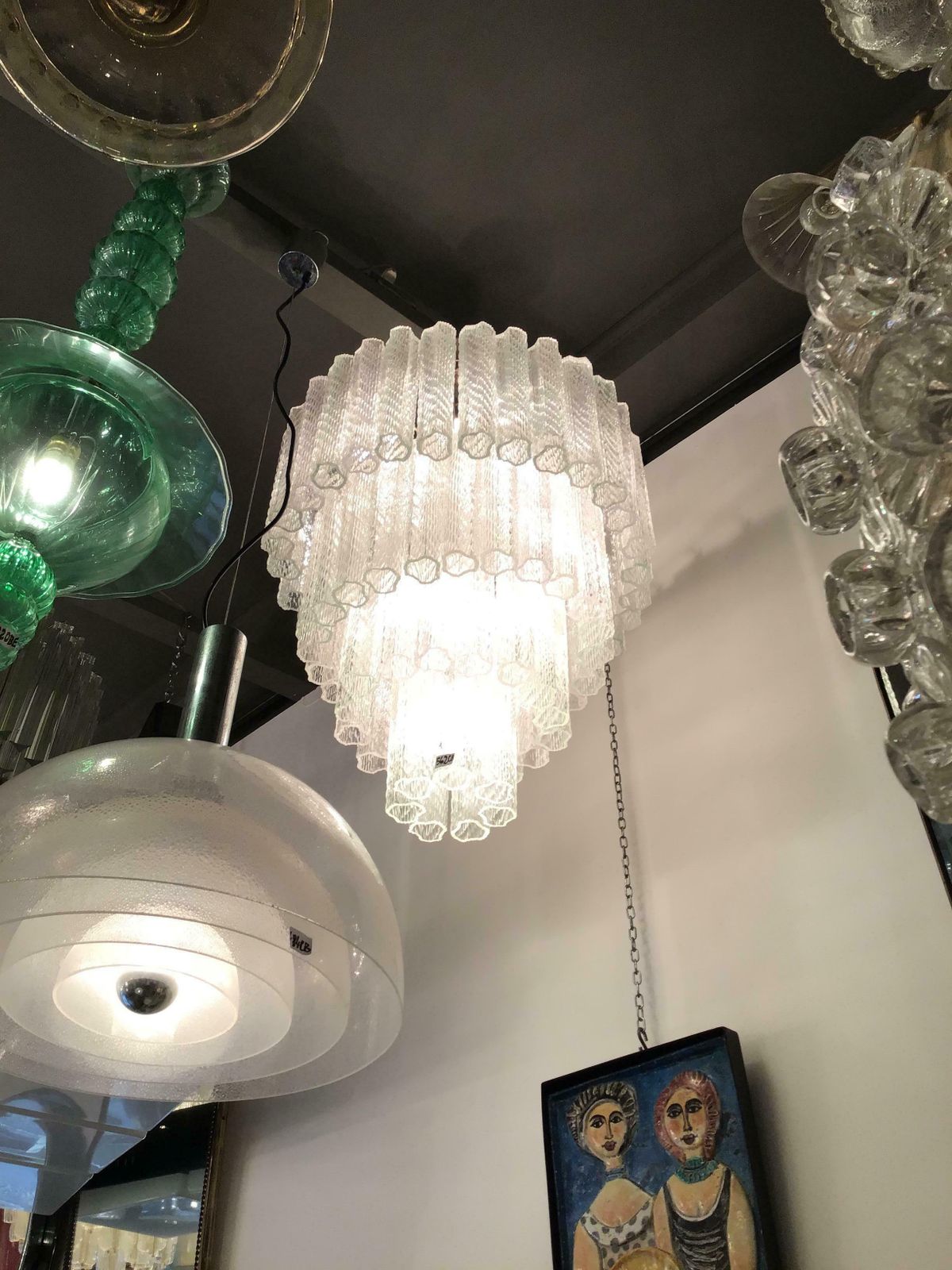 Venini Chandelier Murano Glass Iron, 1950, Italy photo for sale