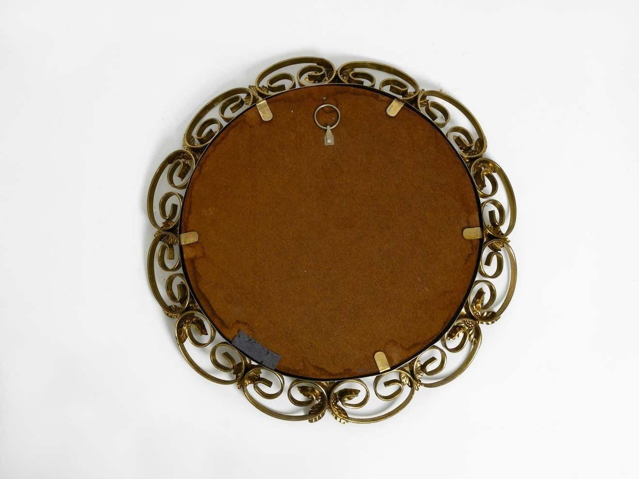 photo furniture Beautiful Midcentury Brass Wall Mirror With Convex Curved Mirror Glass