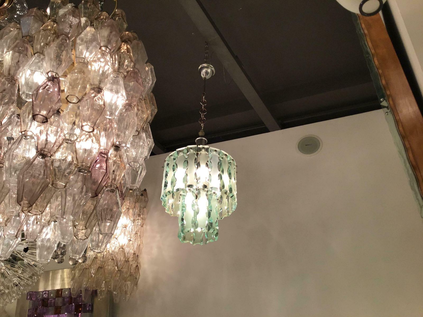 Cristal Arte Chandelier Glass Metal Crome, 1960, Italy photo for sale