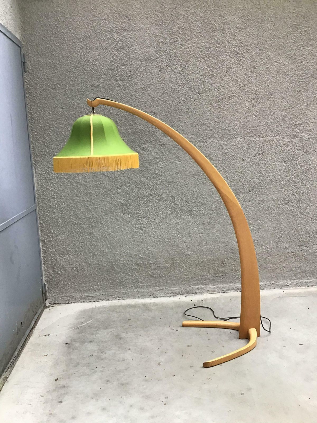 Bbpr “Stile” Floor Lamp 1950 Wood Fabric Lampshade 1950 Brass, Italy photo vinterior