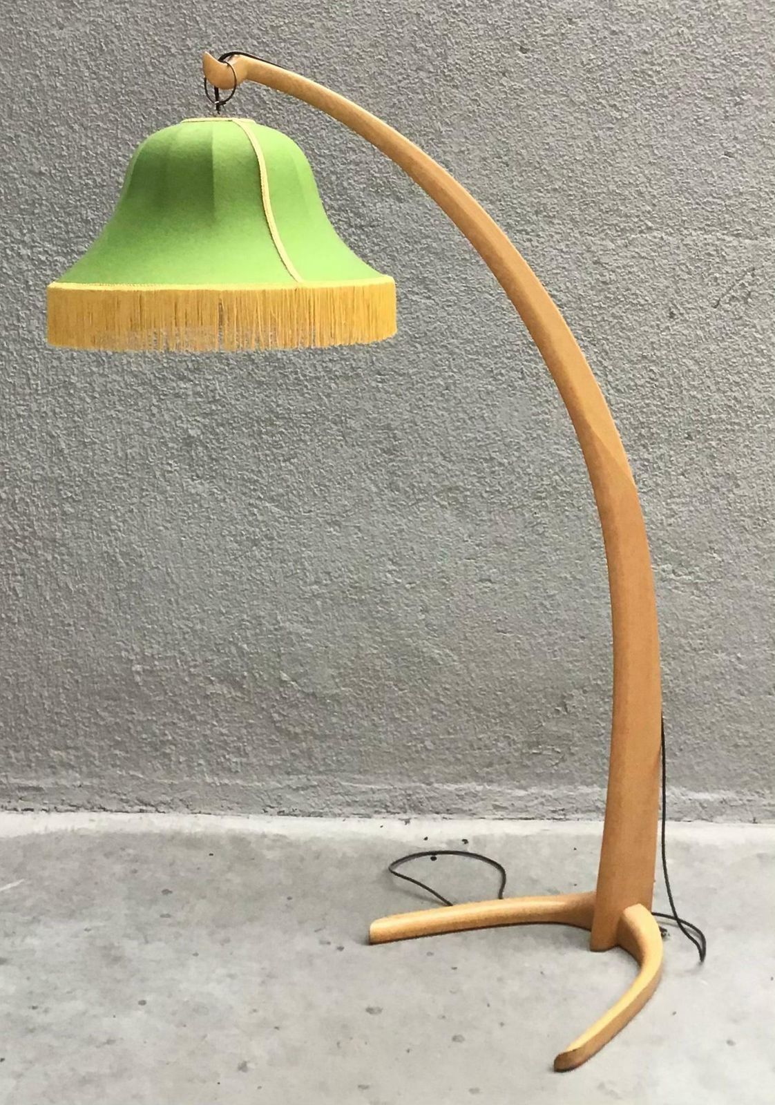 Bbpr “Stile” Floor Lamp 1950 Wood Fabric Lampshade 1950 Brass, Italy photo vintage