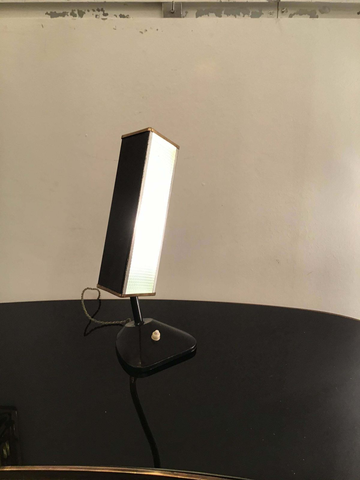 photo buy Stilnovo Style Table Lamp Brass Glass Metal, 1950, Italy