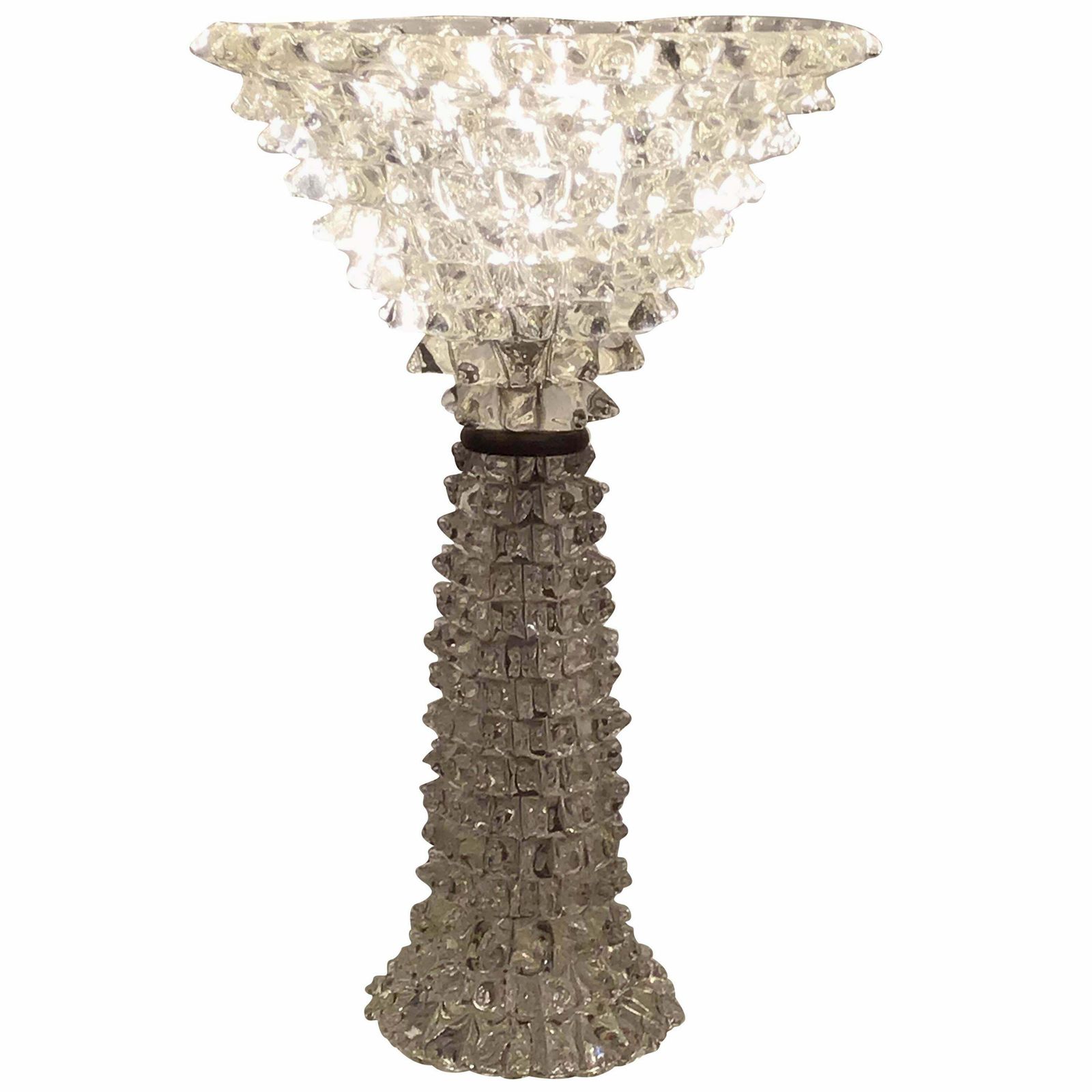 Barovier E Toso Table Lamp “Rostrato” Murano Glass Brass 1940 Italy