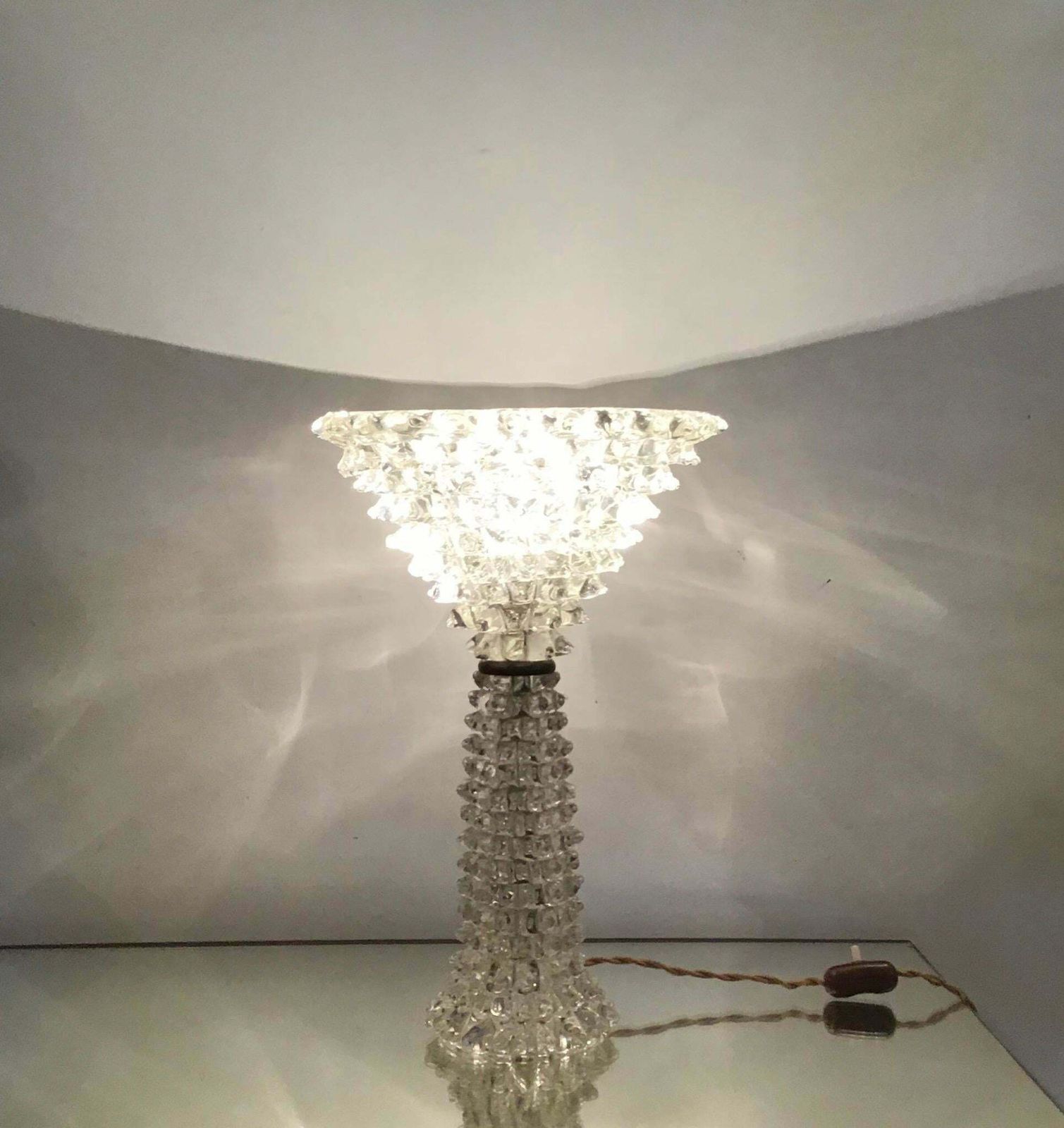 Barovier E Toso Table Lamp “Rostrato” Murano Glass Brass 1940 Italy photo Lighting