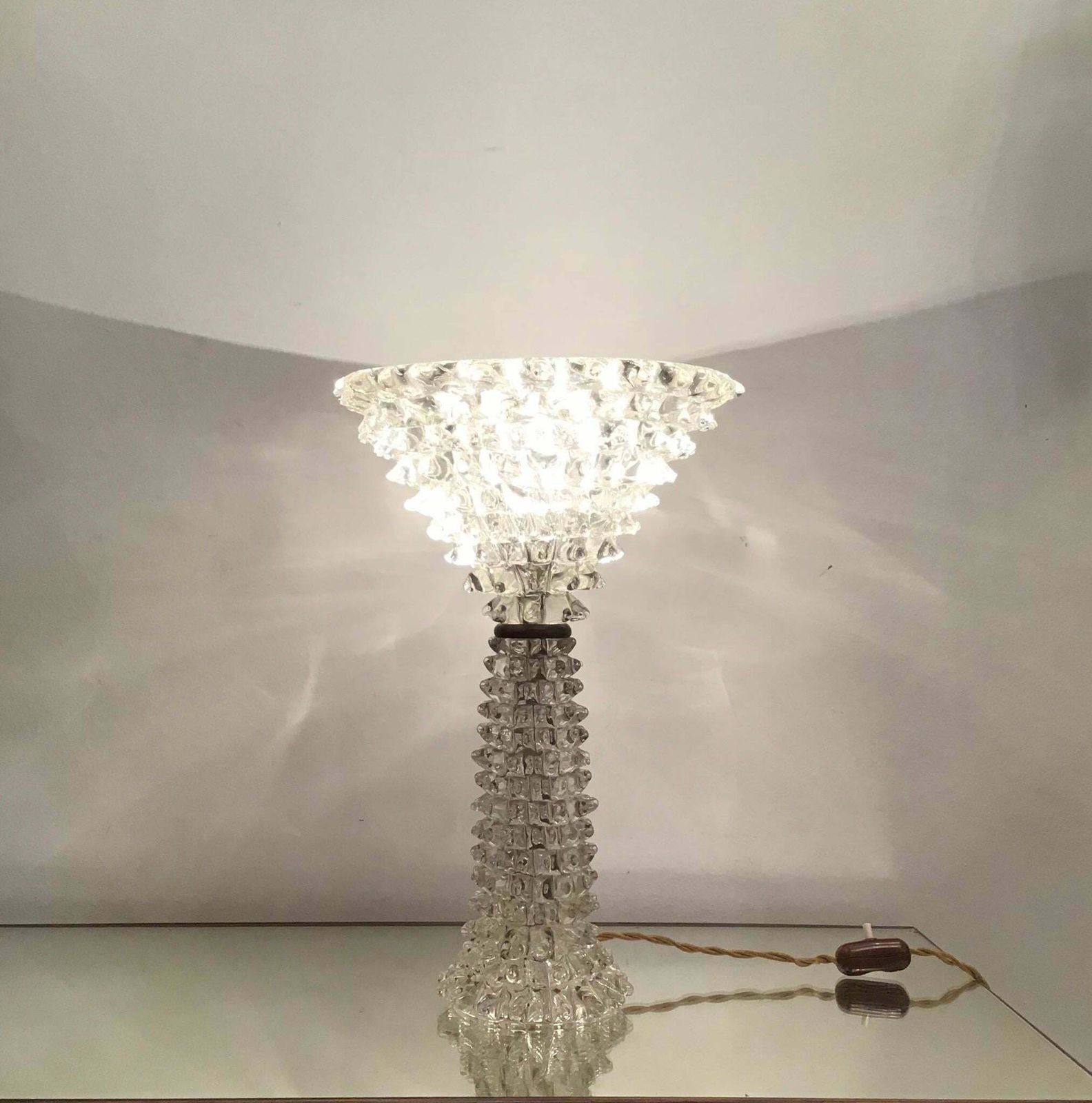 Barovier E Toso Table Lamp “Rostrato” Murano Glass Brass 1940 Italy photo buy