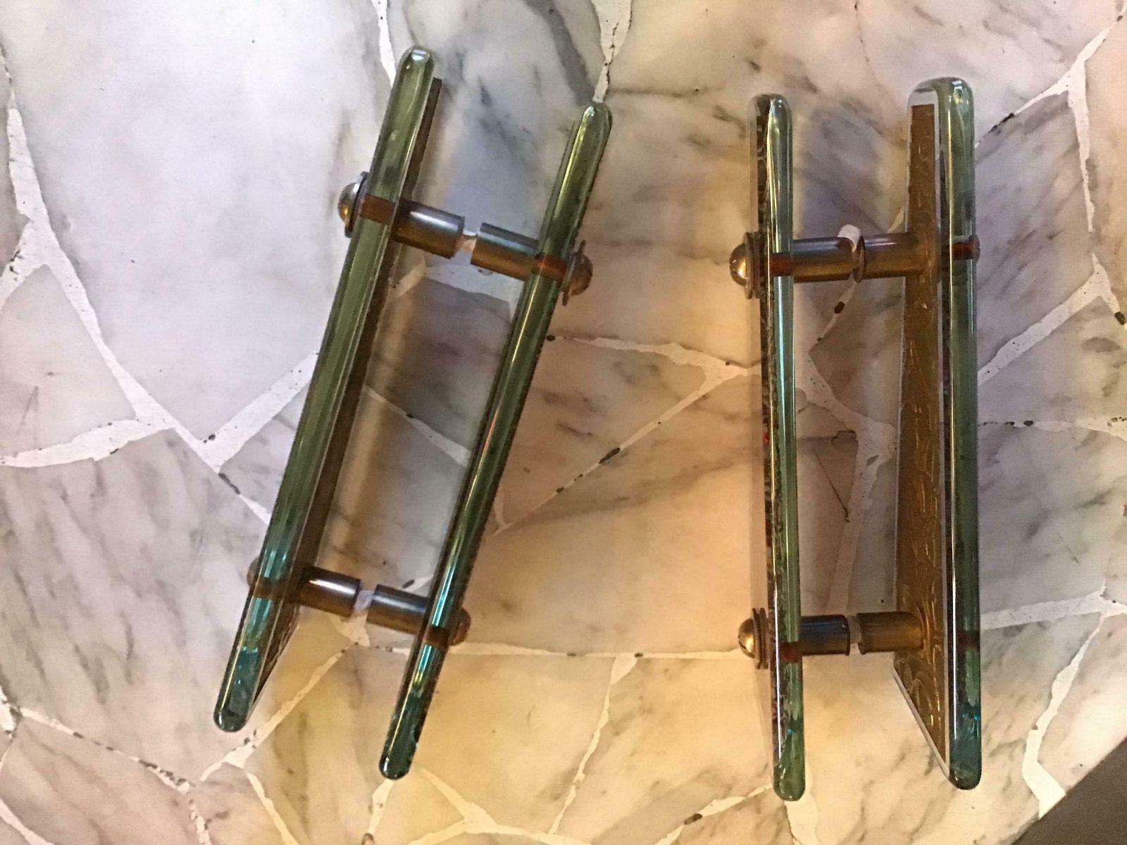 Fontana Arte Dube Handles Engraved Glass Brass 1950 Italy photo furniture