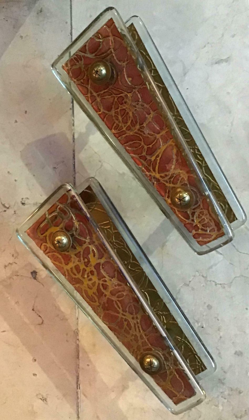 Fontana Arte Dube Handles Engraved Glass Brass 1950 Italy photo 1969.0