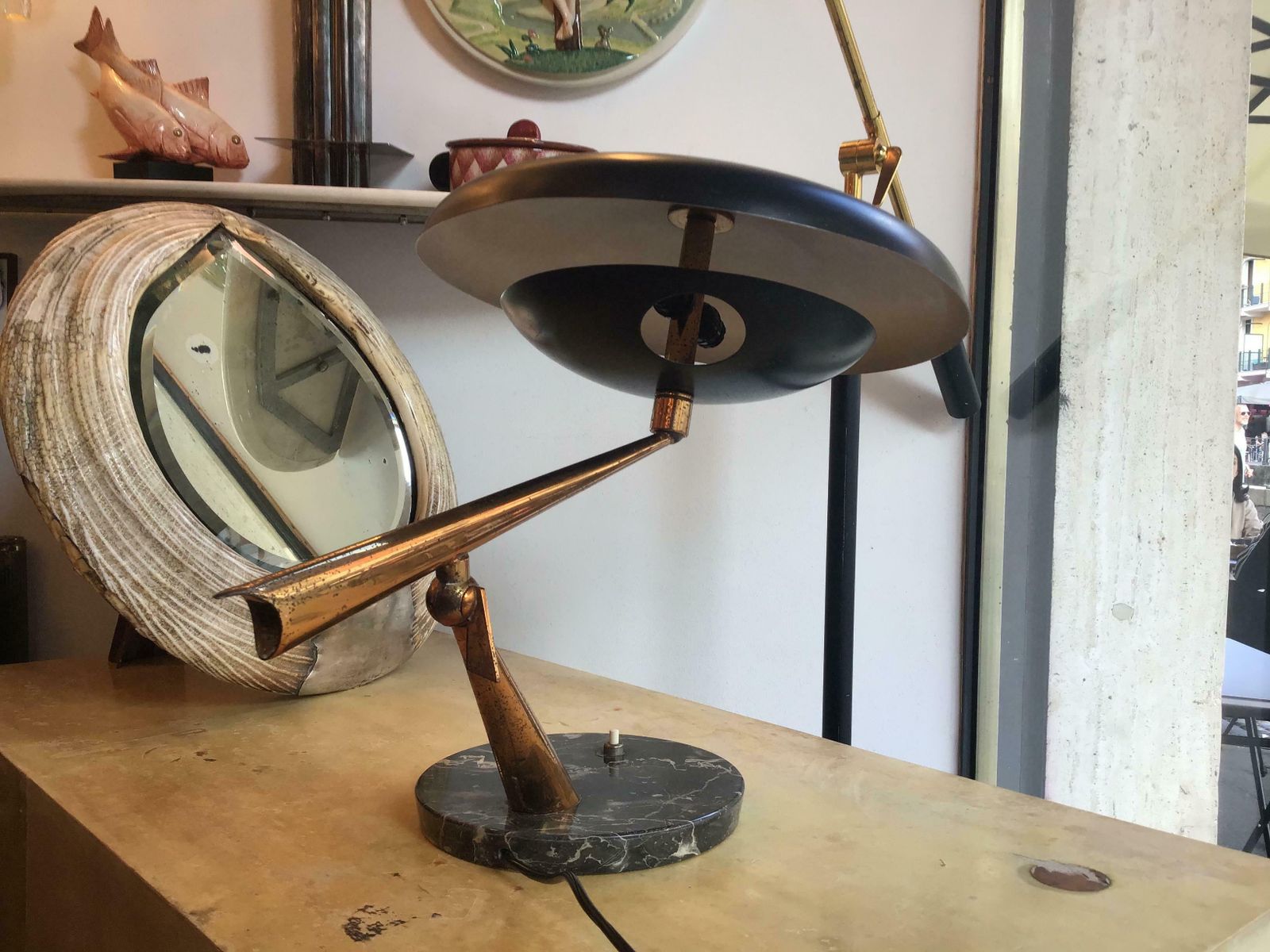 Lumi Oscar Torlasco Table Lamp Marbre Brass Metal Adjustable 1940 Italy photo Lighting