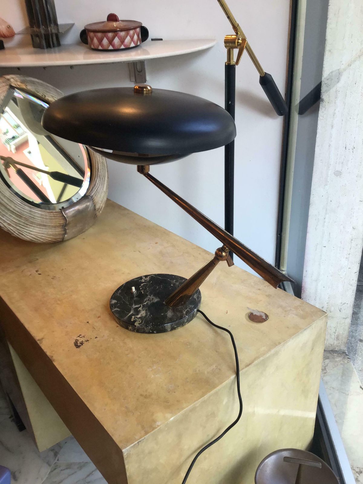 Lumi Oscar Torlasco Table Lamp Marbre Brass Metal Adjustable 1940 Italy photo buy